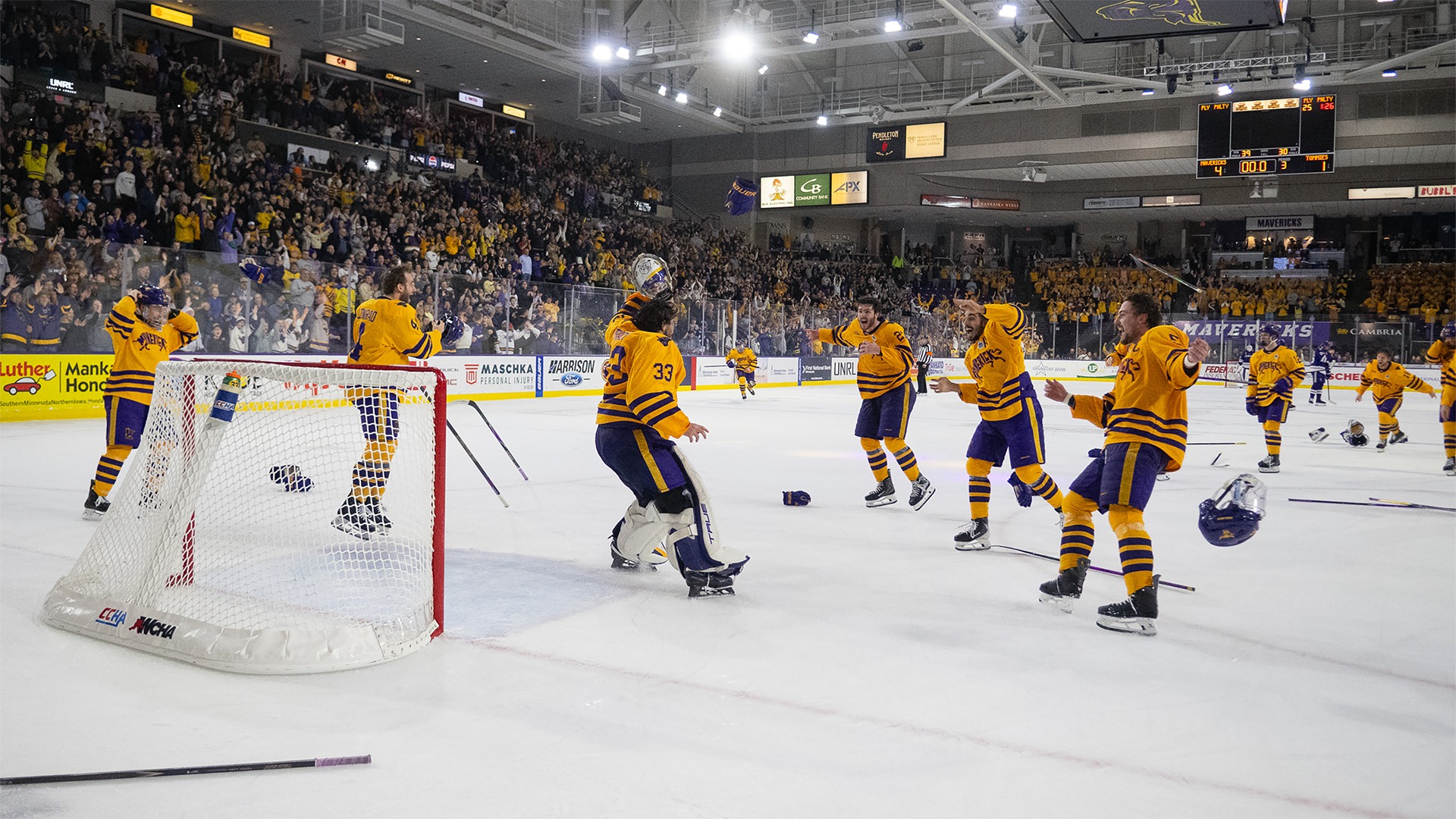 Alex Tracy and the Mavericks Celebrate as time expires in the Mason Cup Championship game March 20, 2026