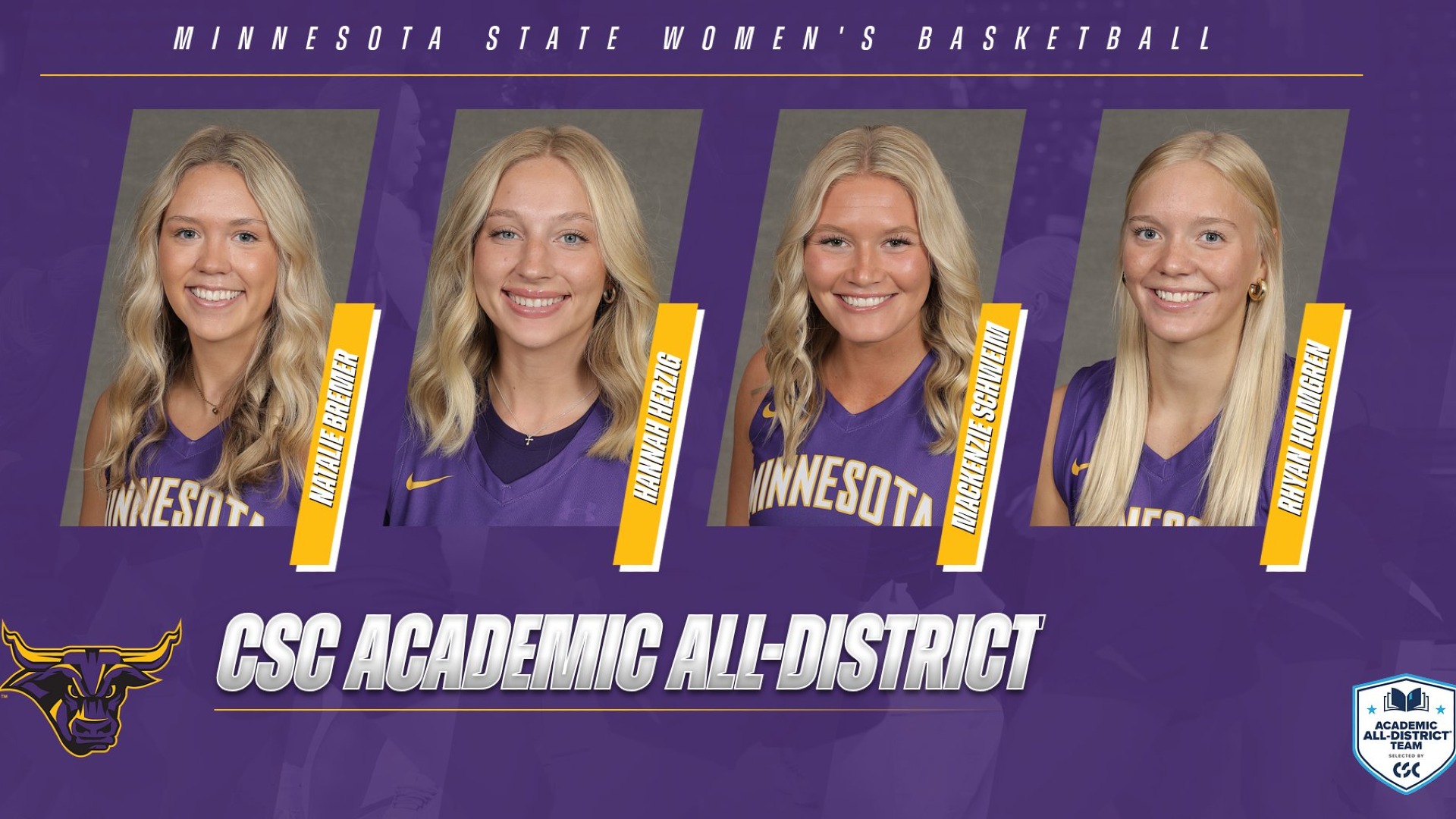 CSC Academic All District: Bremer, Herzig, Schweim, and Holmgren