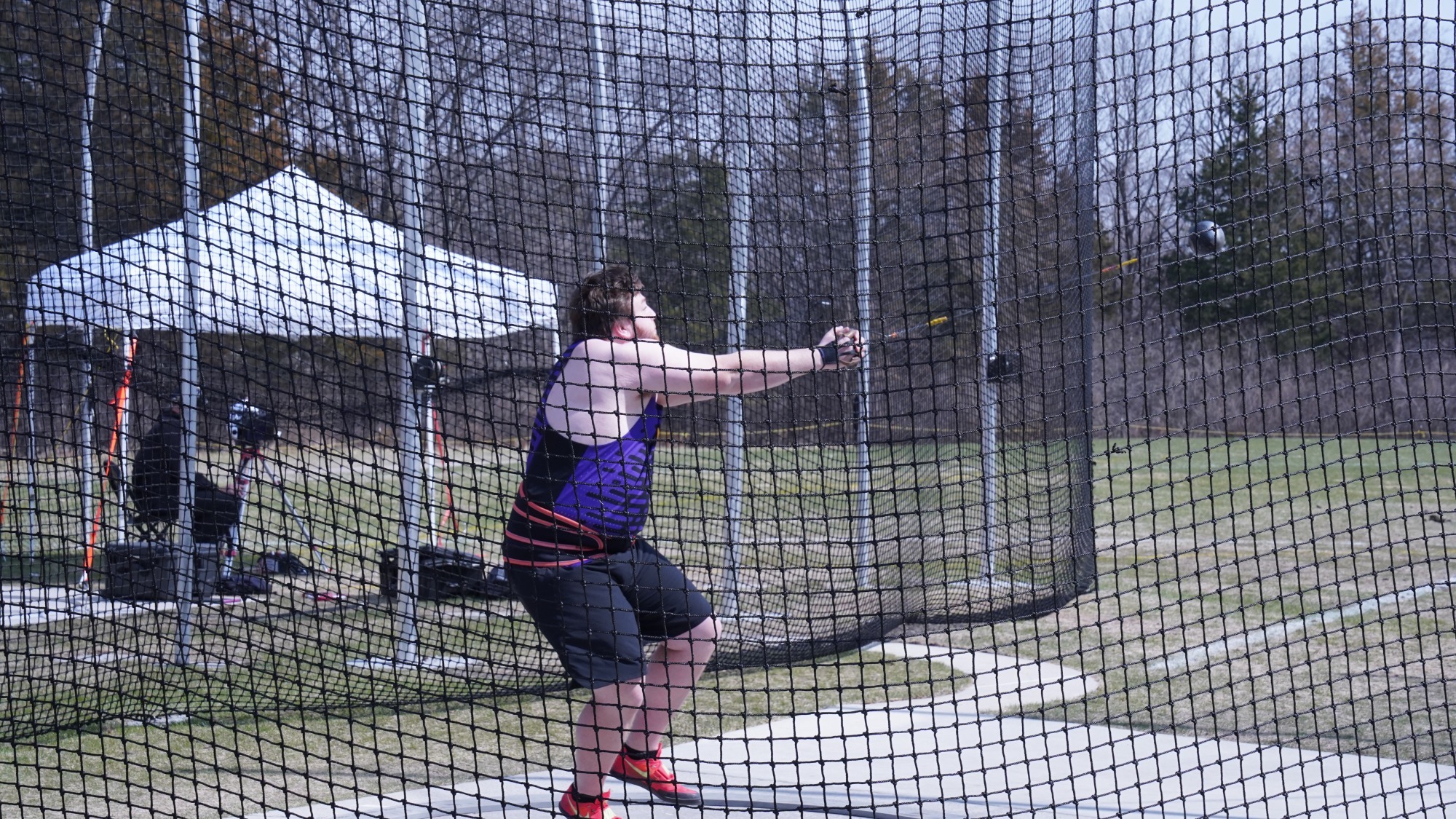 Justin Fretag competing in the hammer throw
