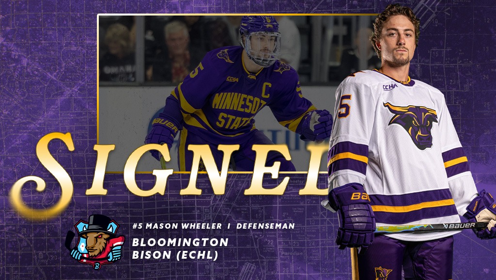 A graphic of Mason Wheeler for his pro contract with the Bloomington Bison