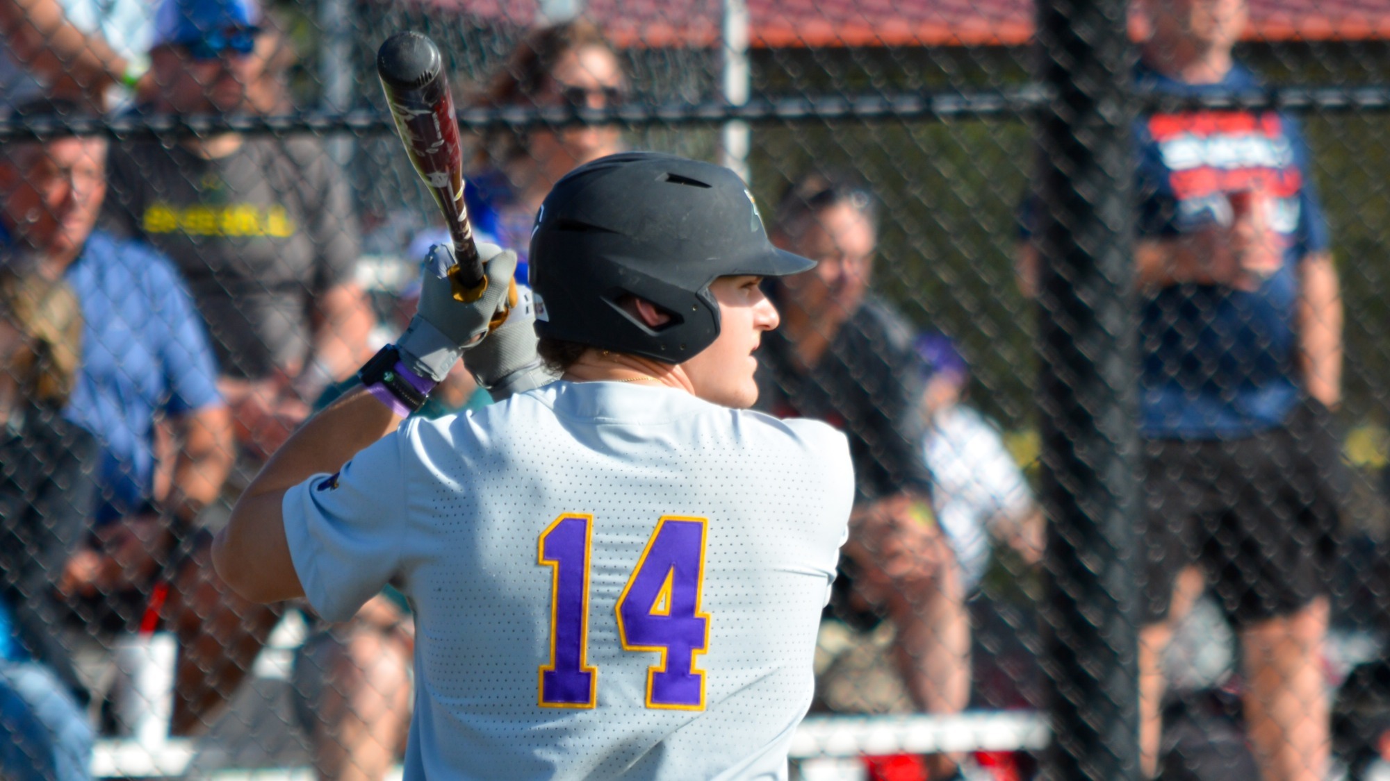 Louis Magers awaits a pitch during MSU's game against Saginaw Valley (3.5)