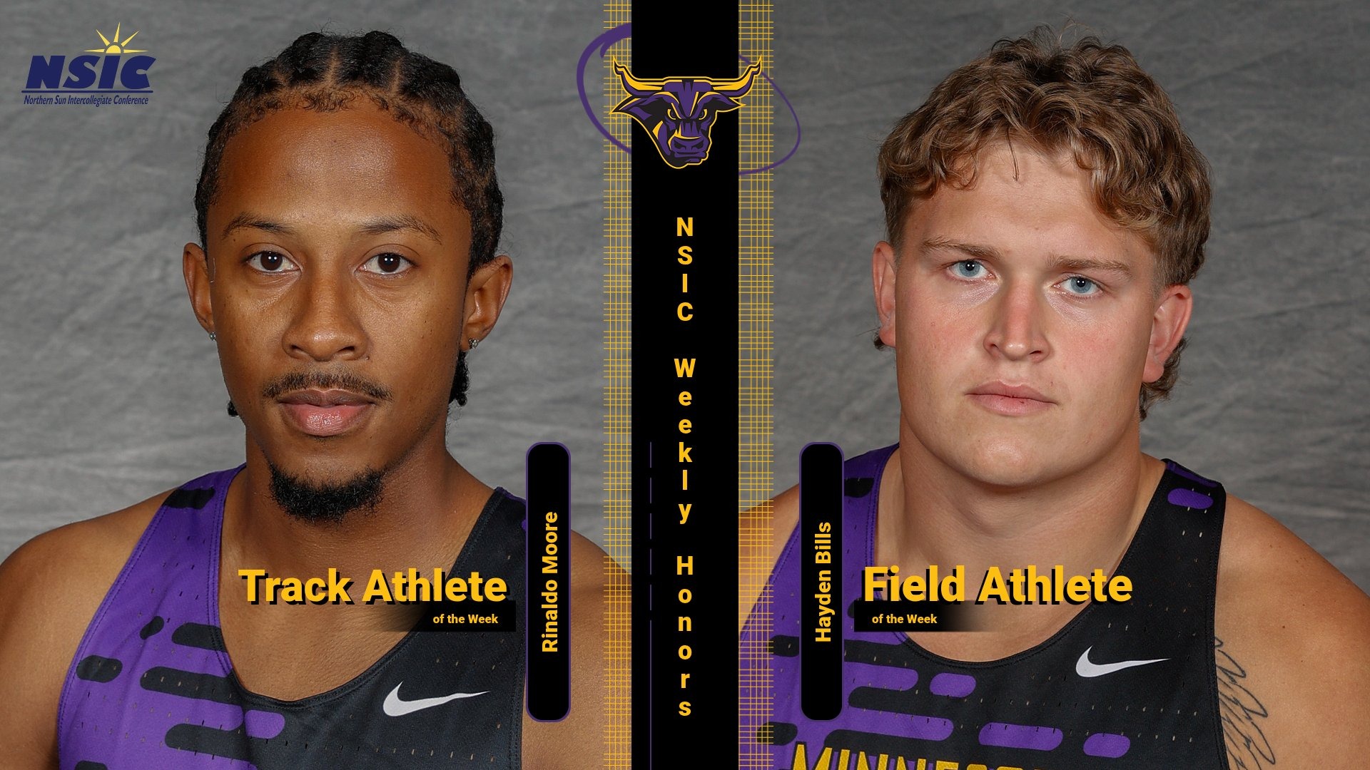 A graphic of Rinaldo Moore and Hayden Bills for NSIC Weekly Honors