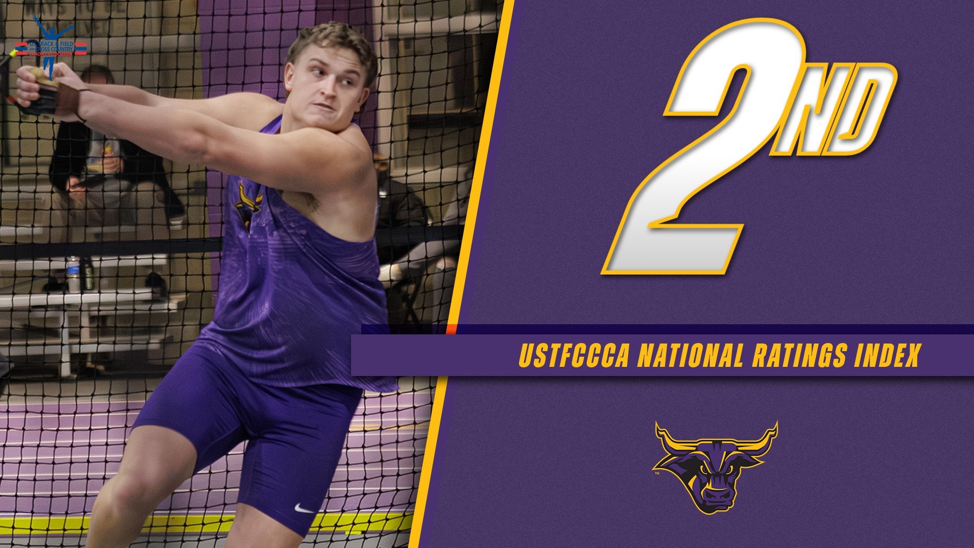 A graphic for the Men's Track and field team being Ranked Second in USTFCCCA Rankings