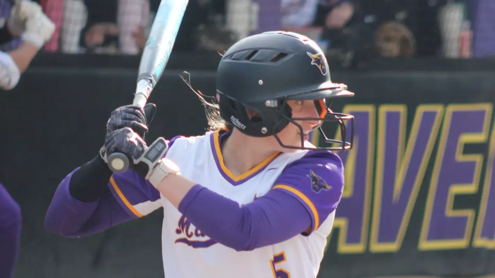 Hycnar stands in the batters box waiting for the pitch