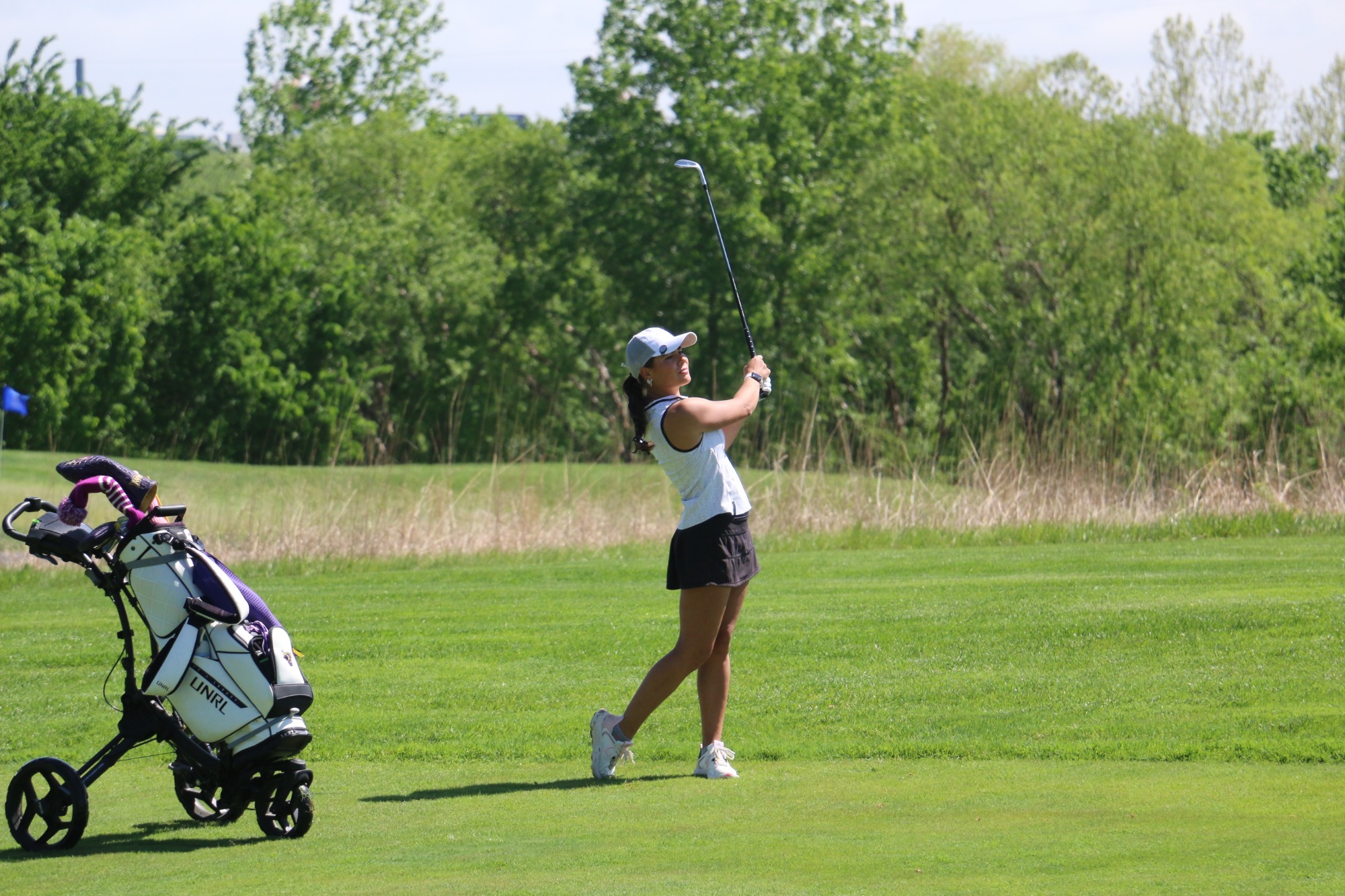 Ava Olson in the fairway during round three of the NSIC Championships