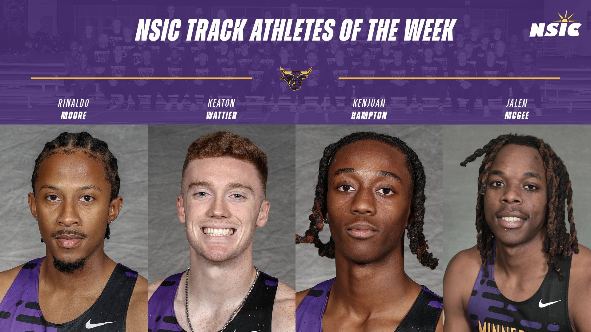 A graphic of the Shuttle Relay Hurdle Team for winning NSIC Track Athlete of the Week honors