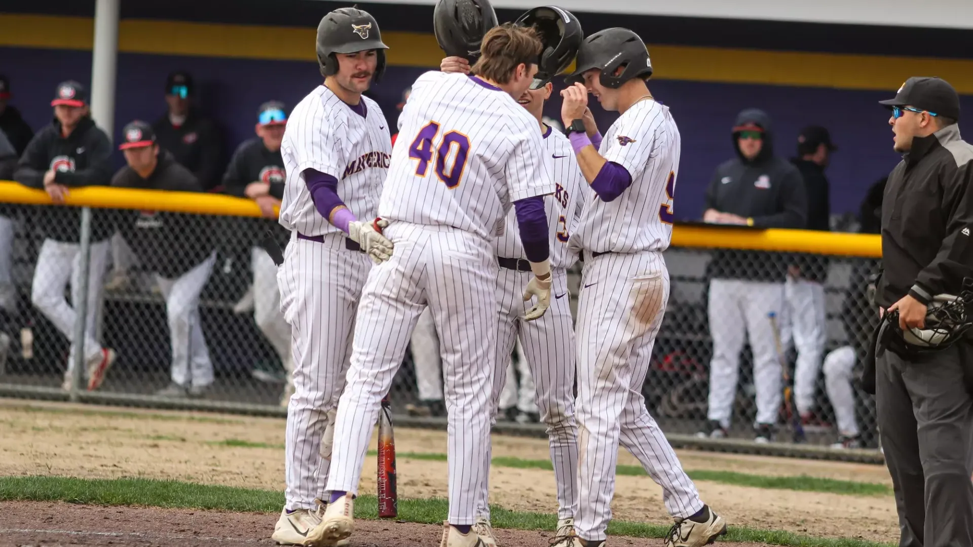 Brandon Vlcko celebrating with team after homerun 