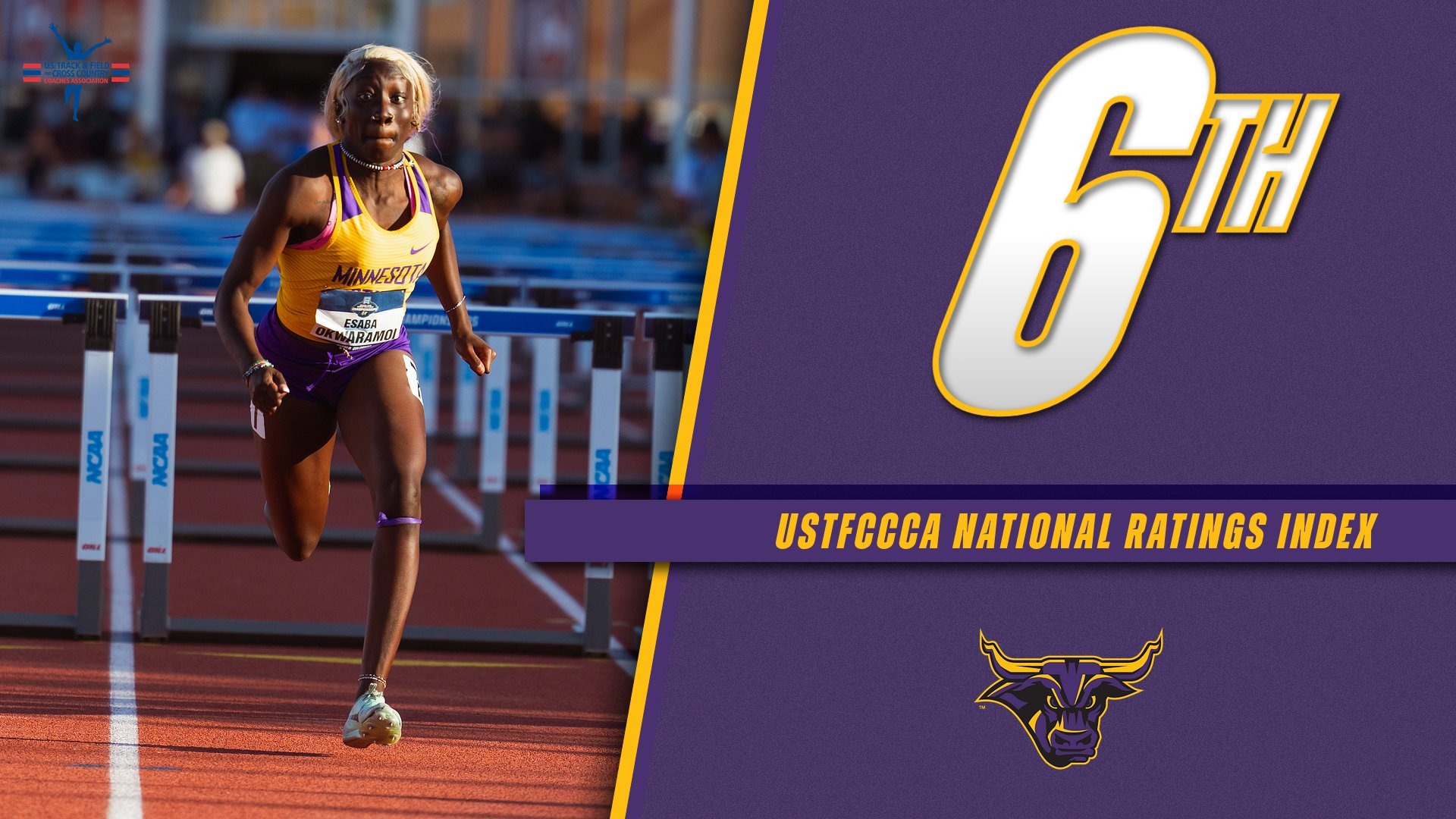 A graphic for Women's Track and Field Ranked 6th in USTFCCA Rankings