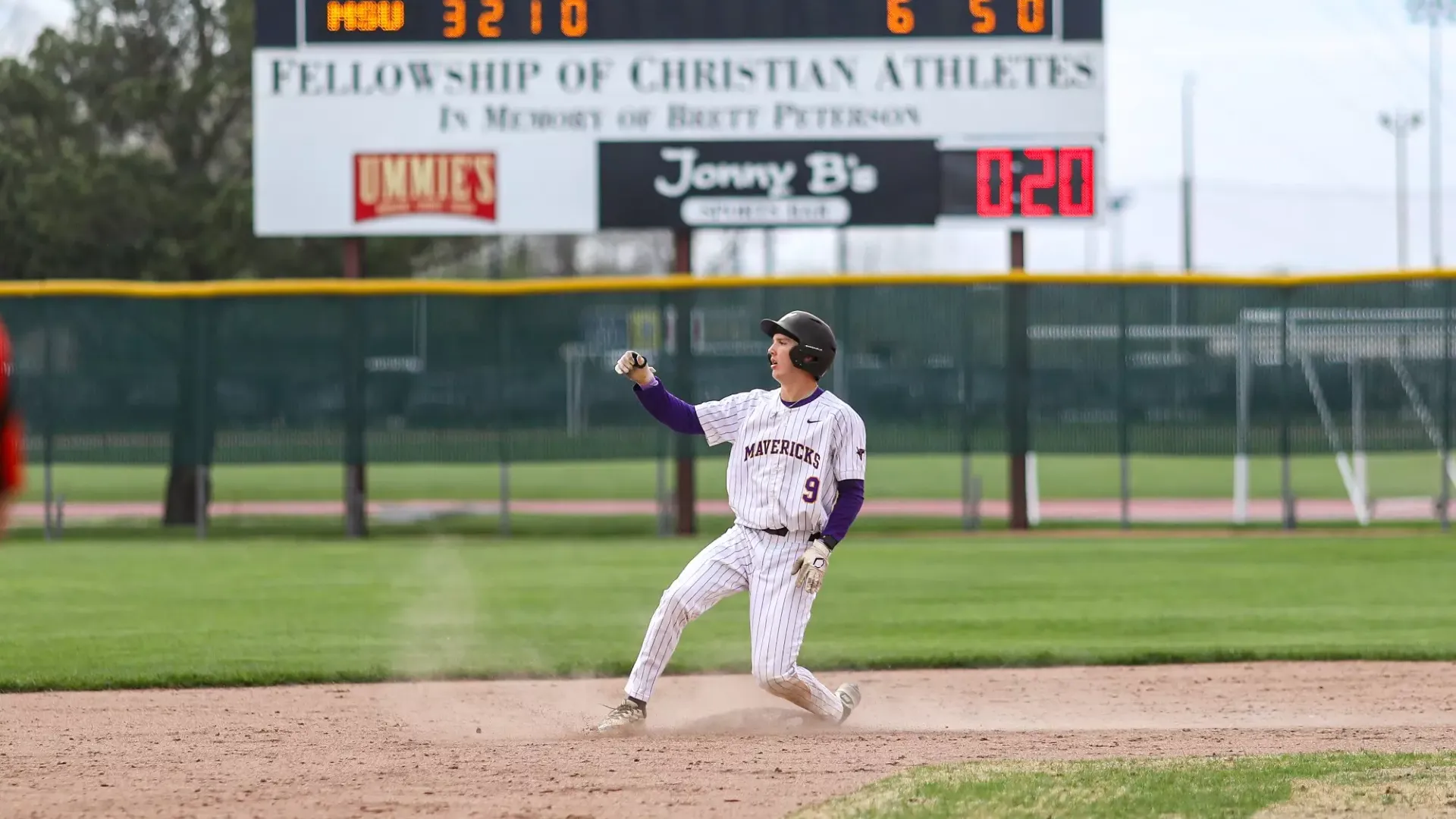 Charlie Schau making it to second base 