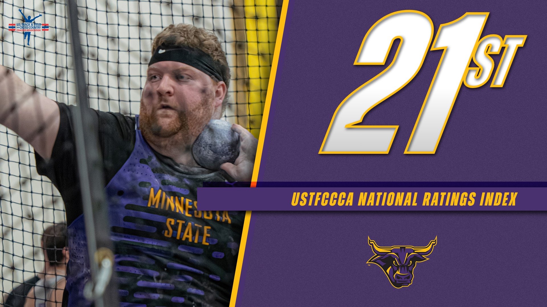 A graphic for Men's Track and Field Ranked 21st in USTFCCCA National Ratings Index
