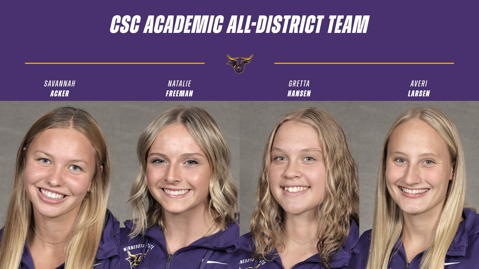 A graphic for the CSC Academic All-District Team members for Swimming and diving team