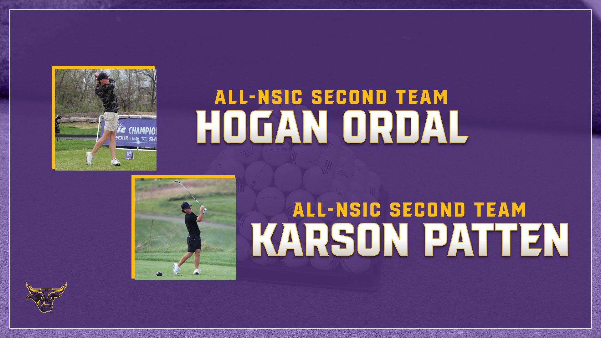 A graphic for Hogan Ordal and Karson Patten being named to the All-NSIC Second Team