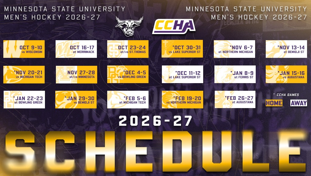 A graphic for the 2026-27 Minnesota State men's hockey schedule