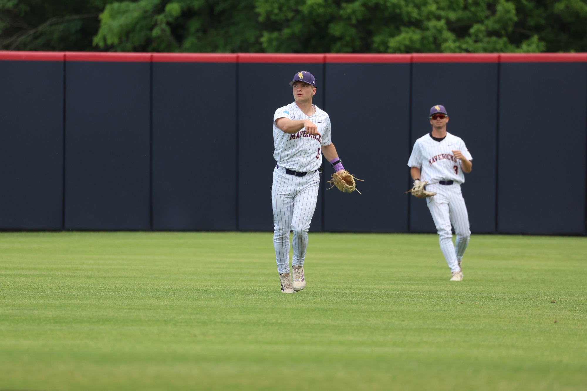 Cole Yearsley throwing the ball back into the infield vs. Missouri Southern