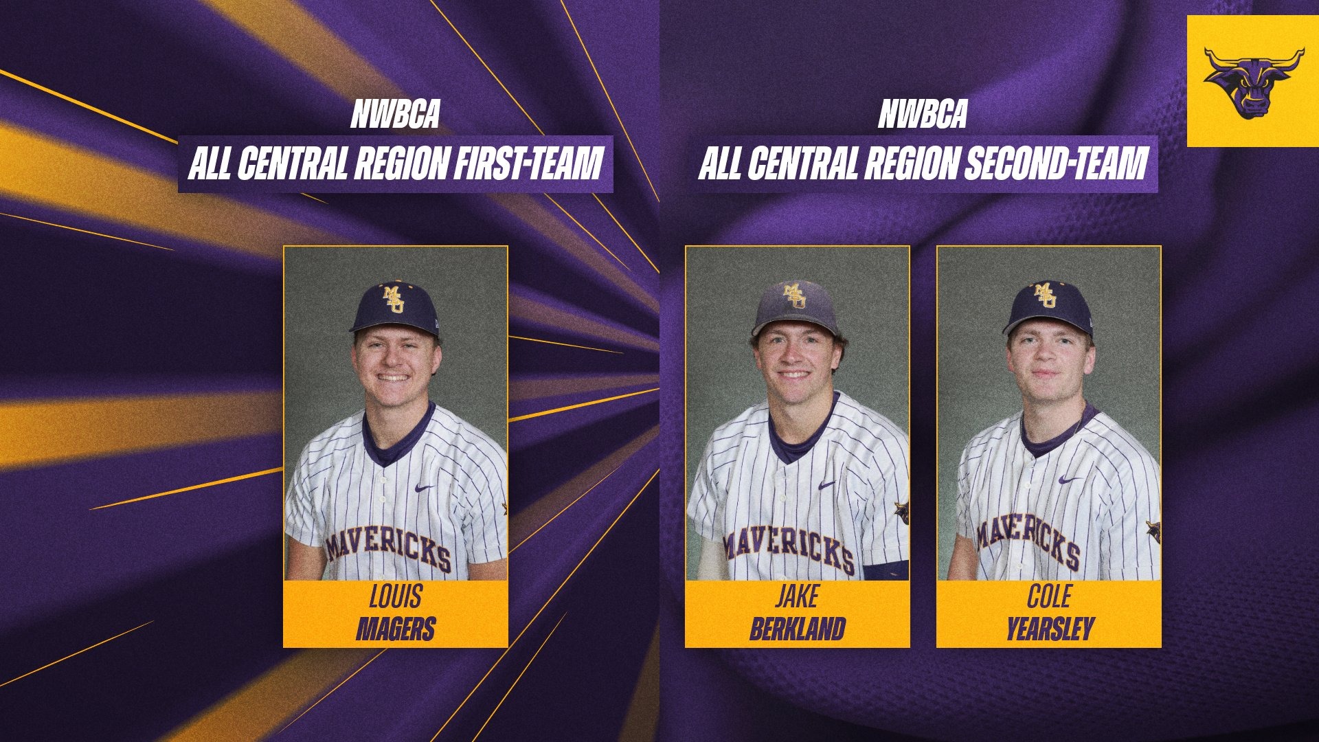 A graphic of Minnesota State's NWBCA All-Central Region Recipients