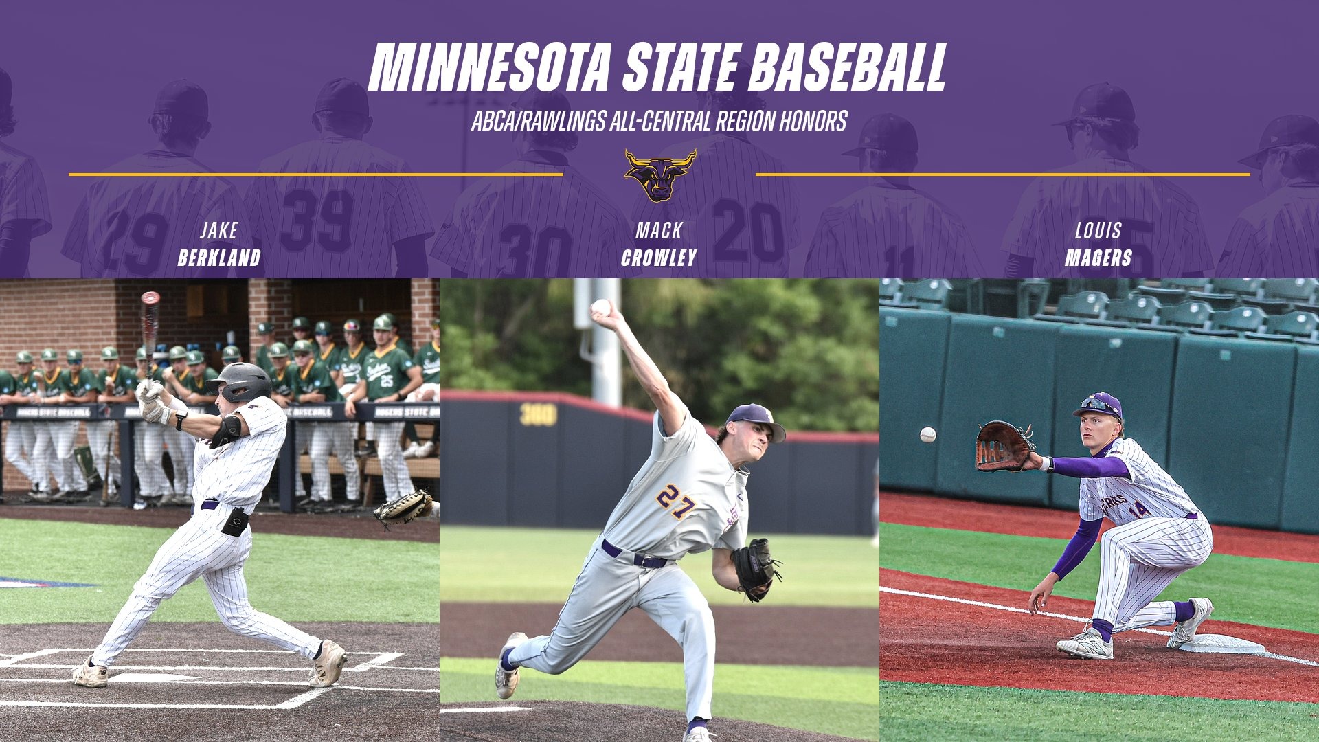 Minnesota State Graphic for Baseball ABCA/Rawlings All-Central Region Honors