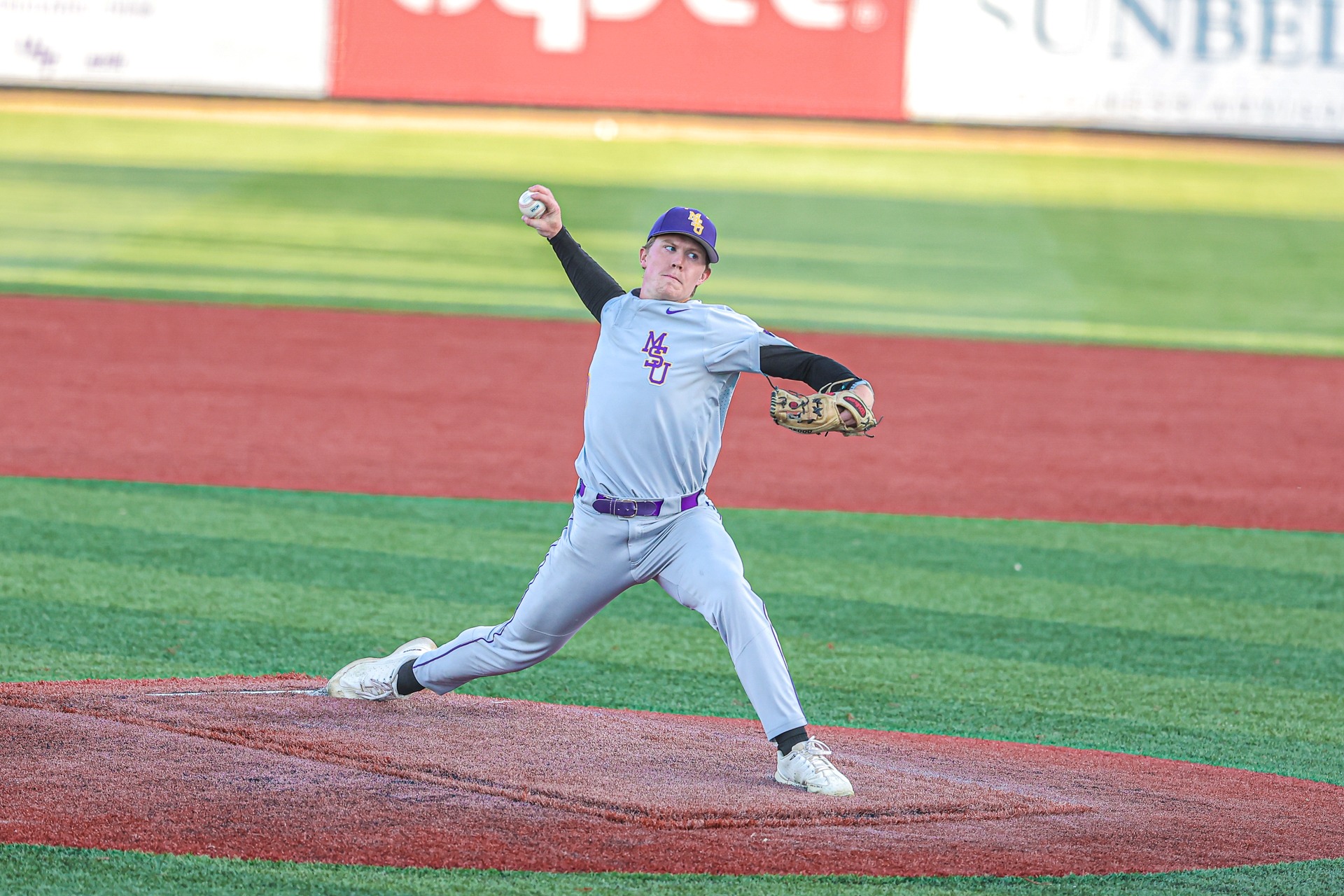 Cale Haugen delivers a pitch in MSU's game against UMary in the NSIC Tournament
