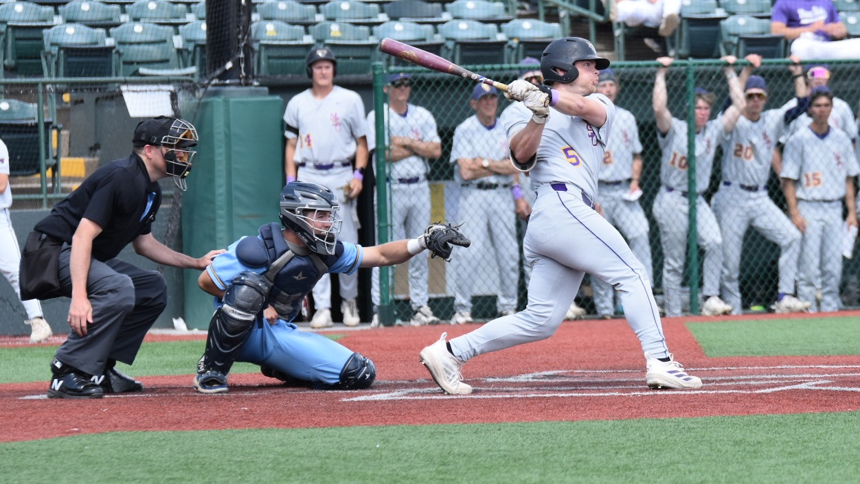 Cole Yearsley takes an at bat in MSU's game against Augustana in the NSIC Tournament