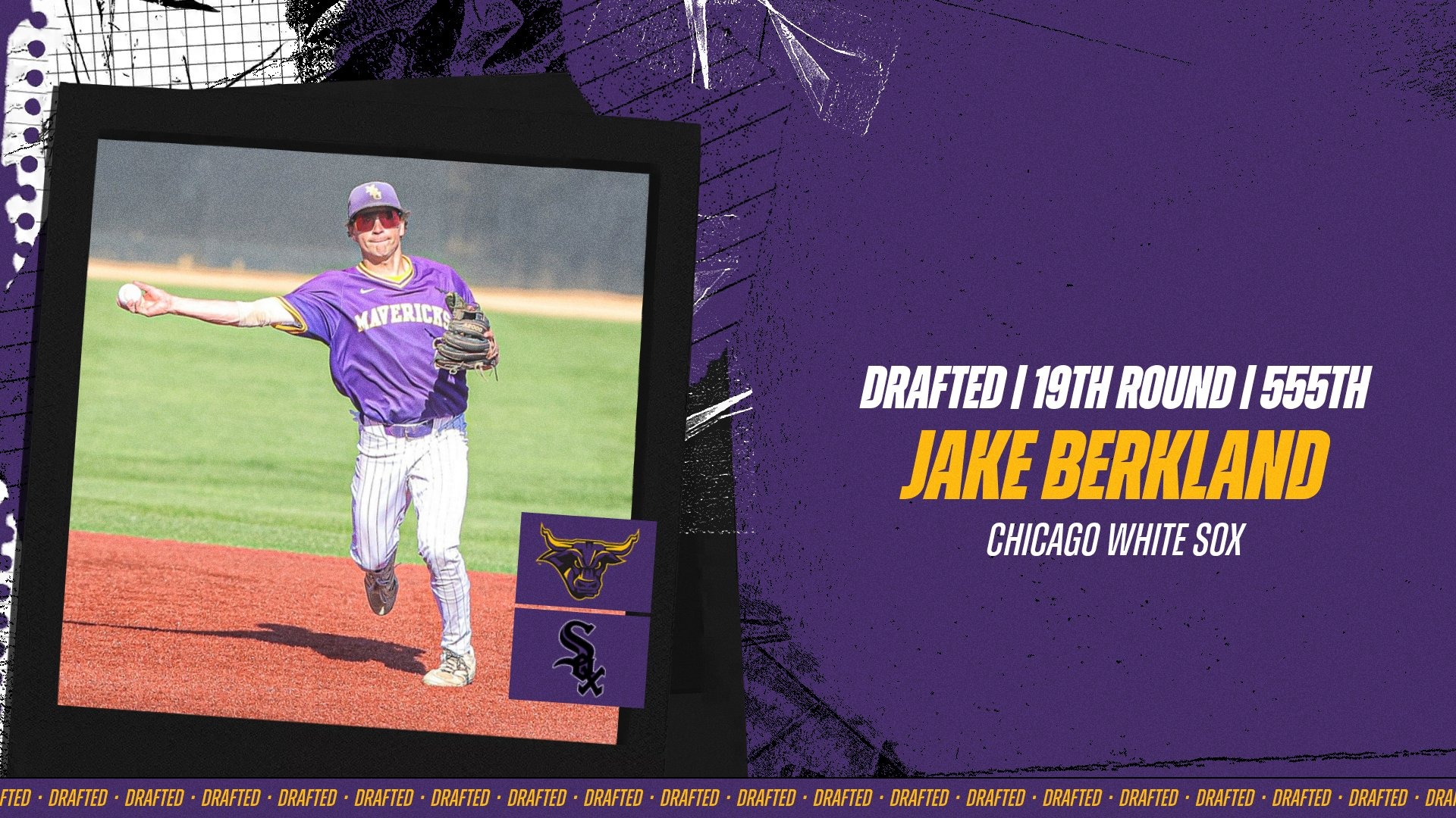 A graphic for Jake Berkland being drafted by the Chicago White Sox in the 2026 MLB Draft