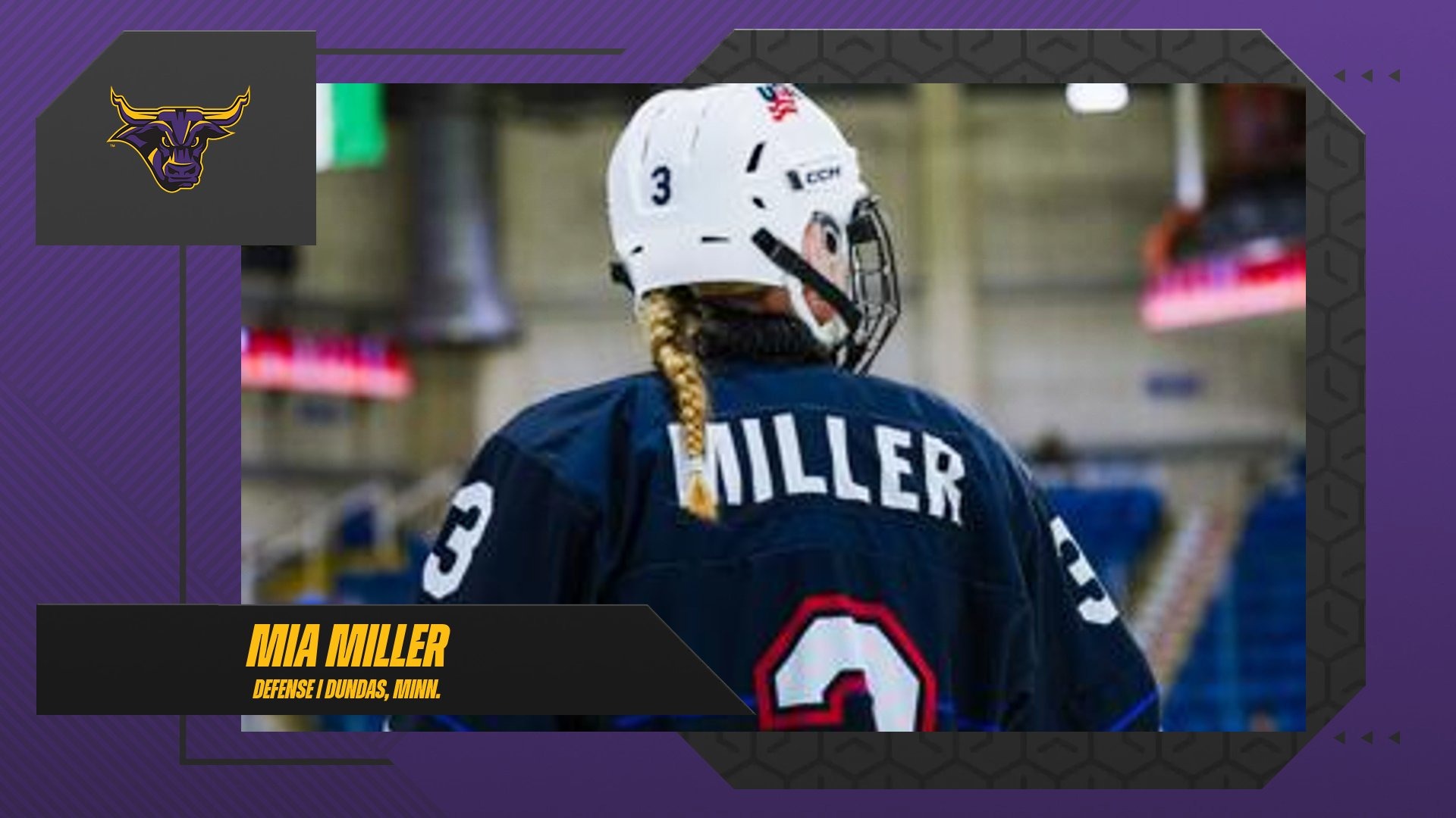 A photo of Mia Miller in her USA hockey jersey