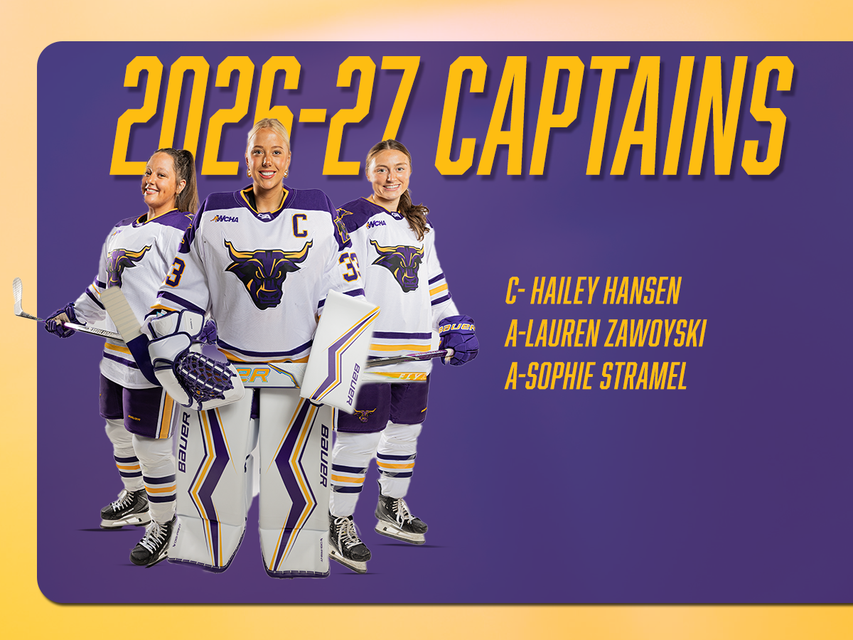 Graphic announcing Hailey Hansen, Lauren Zawoyski and Sophie Stramel as team captains