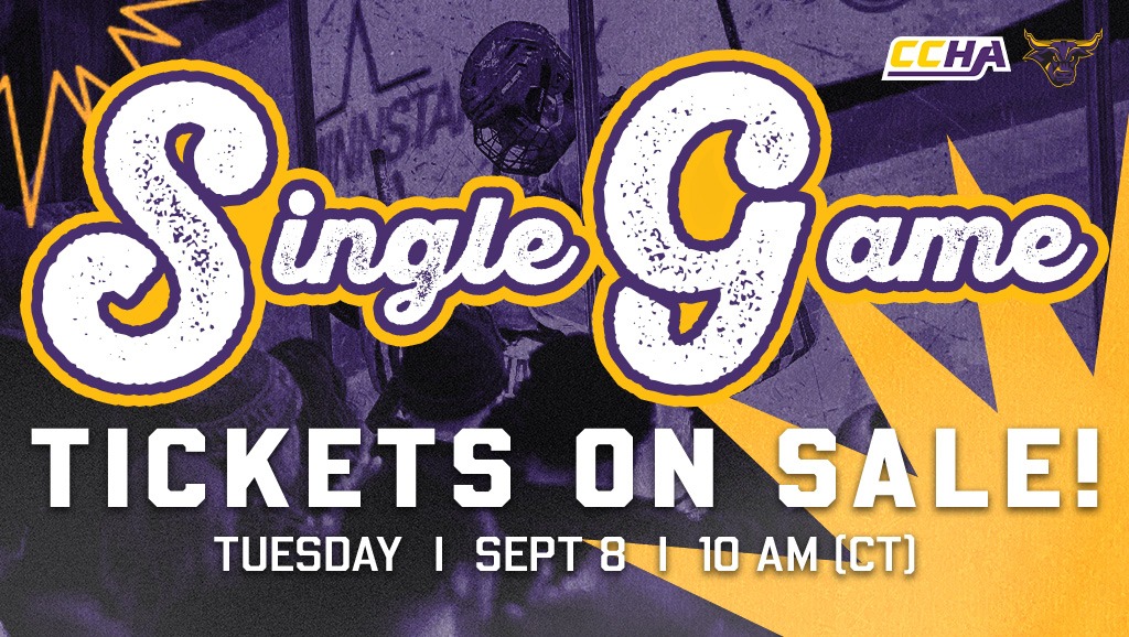 A graphic for 2026-27 men's hockey single-game tickets on sale. 