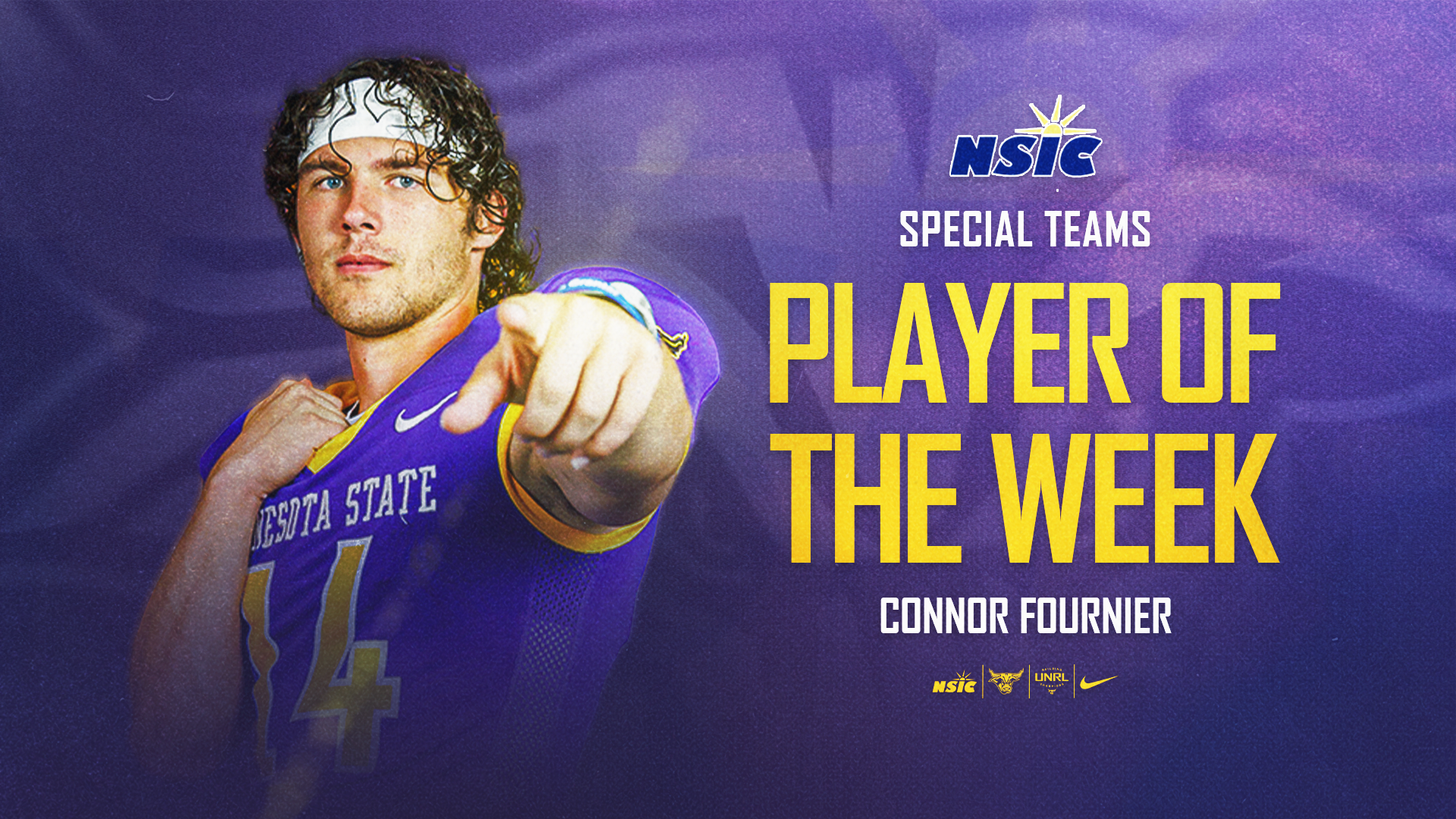 Connor Fournier NSIC Special Teams Player of the Week Graphic
