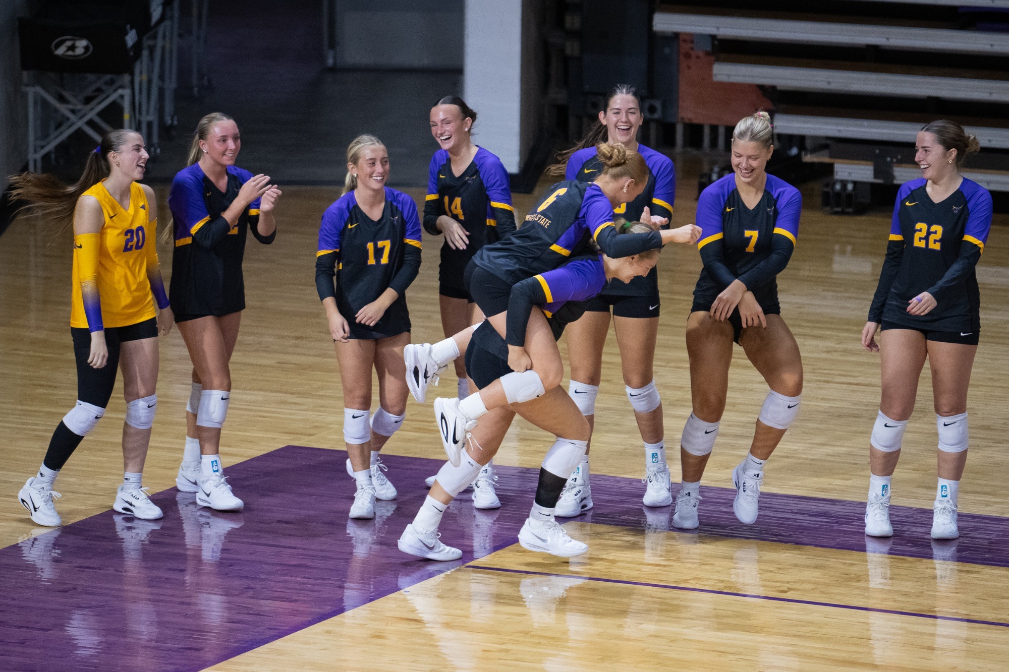 Volleyball bench celebrating