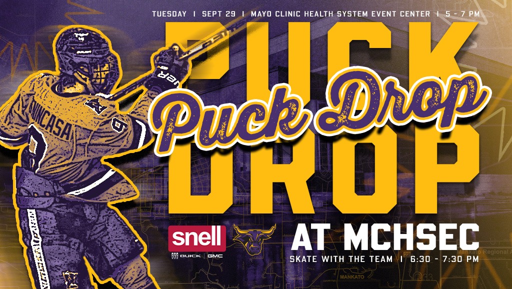 A graphic for the Puck Drop In Civic Center moving inside.