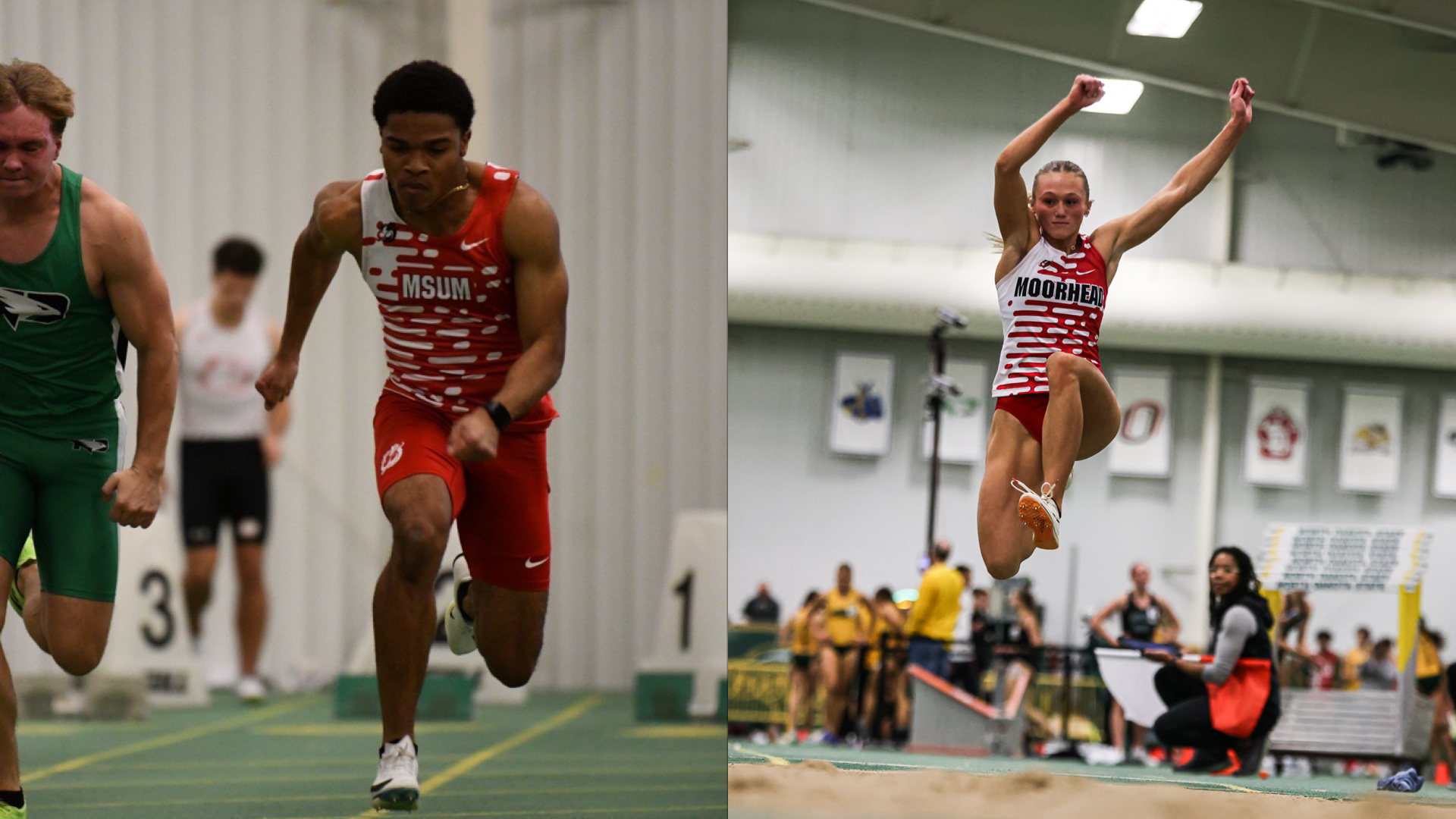 Brandon Pemberton (left) and Allyson Larson (right) each recorded top ten performances for MSUM at the Dakota Alumni Classic
