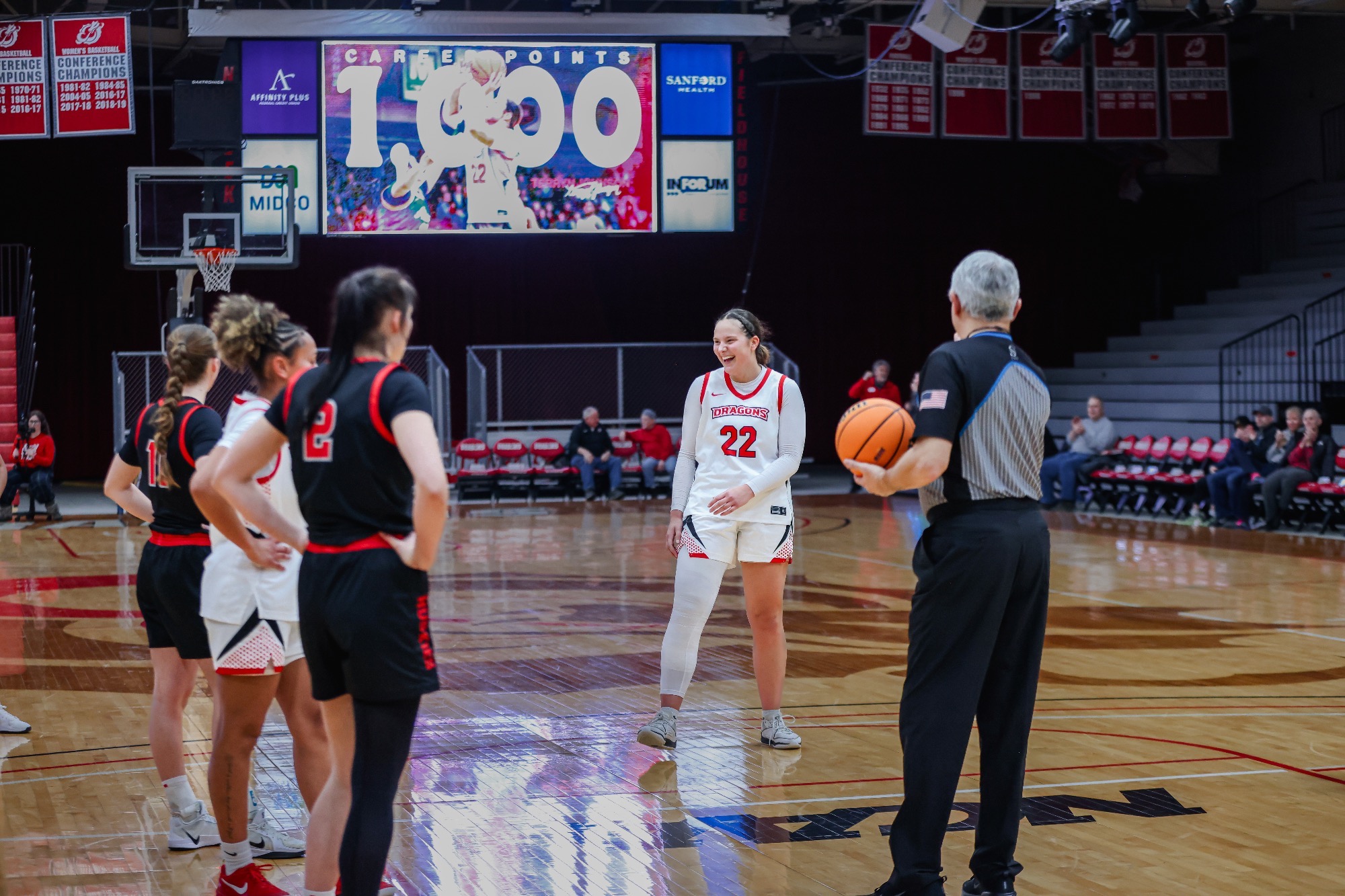 Terryn Johnson after scoring her 1,000th career point.