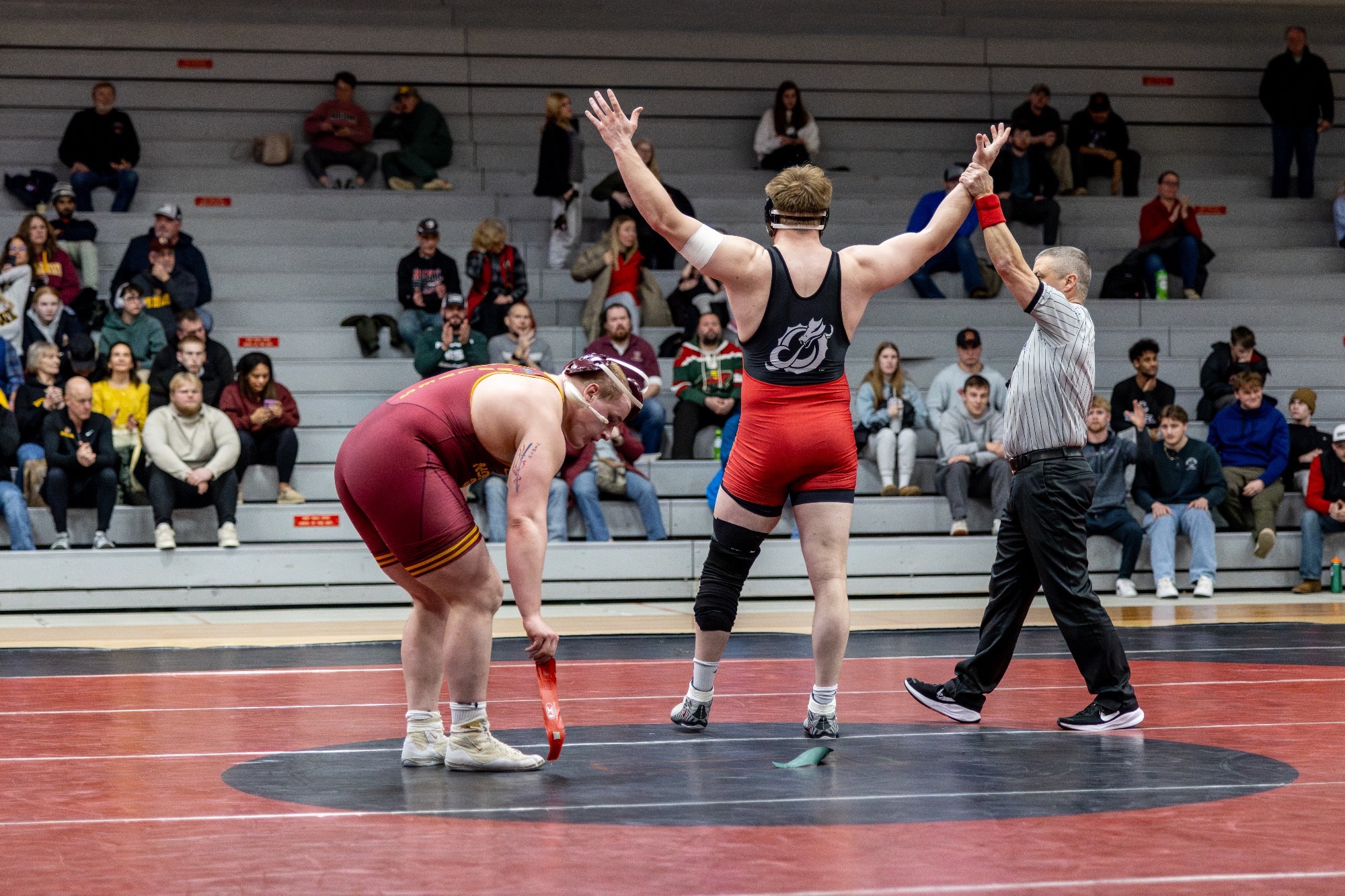 Liam Babitt clinched a 20-17 dual victory for MSUM against Sioux Falls on Saturday. 