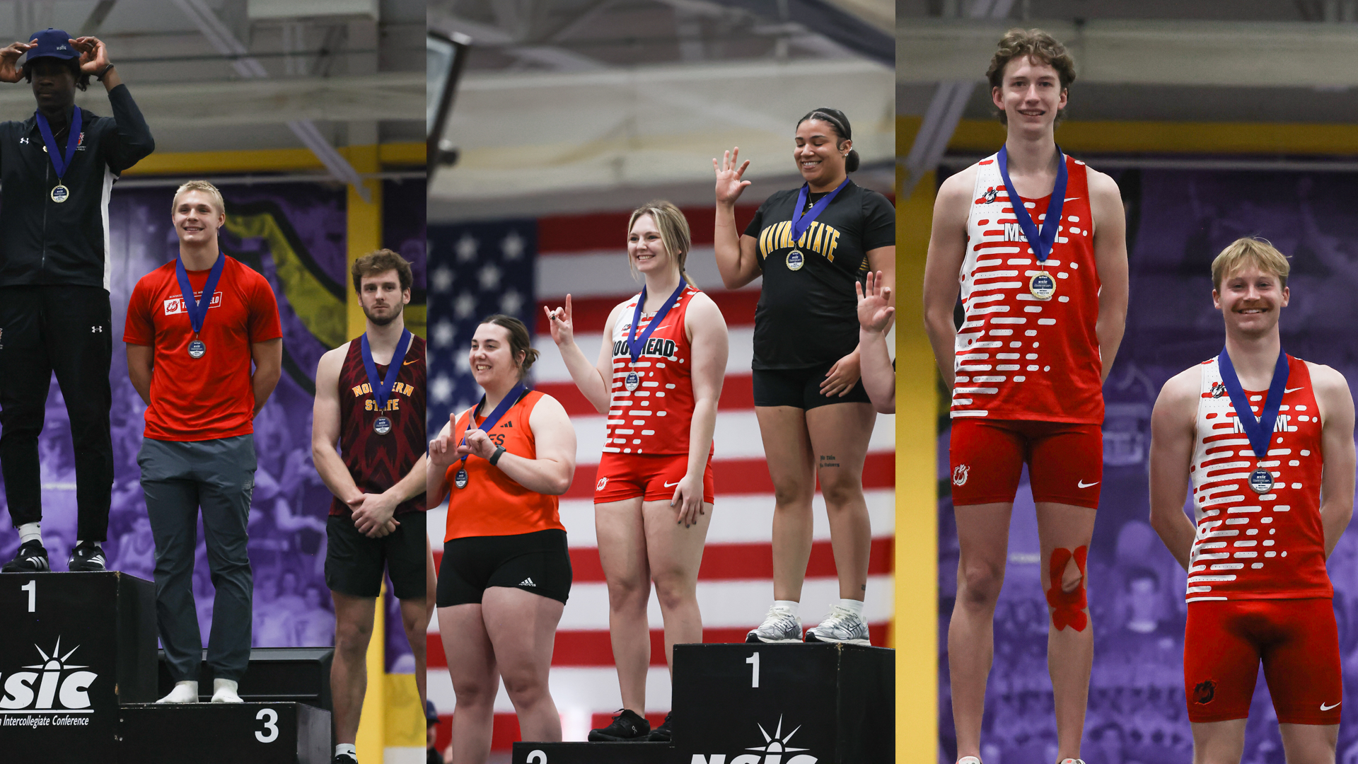 Hunter Miller, Jared Gregoire, Colin O'Farrell and Kiley Kranz were among 10 all-conference showings for MSUM on Saturday. 