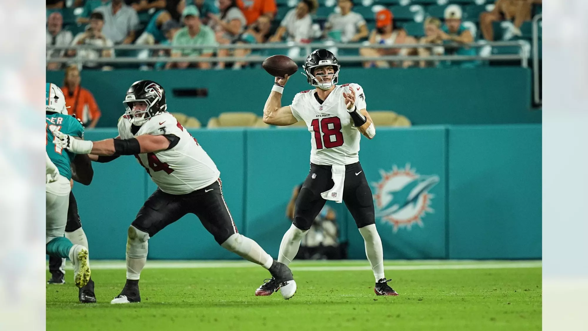 Jack Strand led a game-clinching drive for the Atlanta Falcons against the Miami Dolphins in the NFL Preseason finale on Friday / Jay Bendin/© 2026 Atlanta Falcons