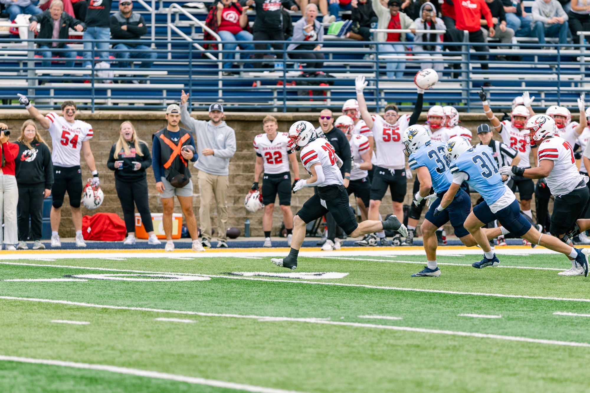 Tyson Brandt had a 54-yard rushing touchdown against #20 Augustana on Saturday