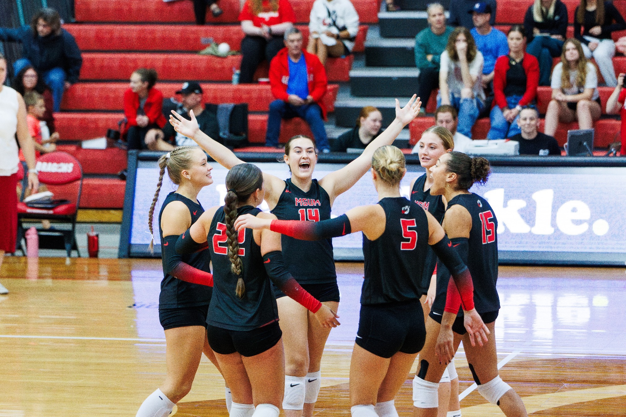 MSUM volleyball earned an NSIC victory in four sets over Minnesota Crookston on Thursday evening