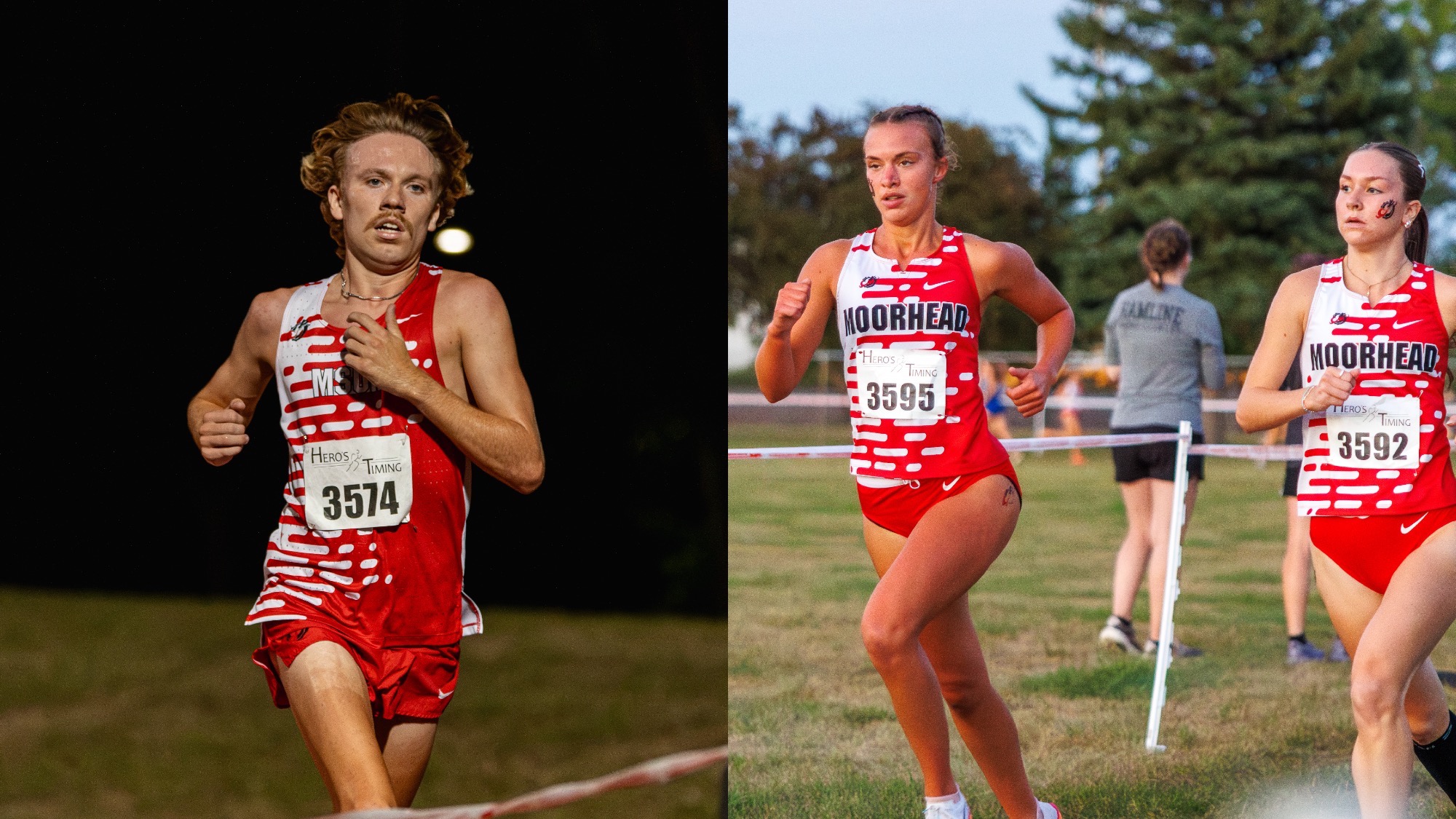 Chase Hoechst (left) and Katelyn Kennedy (right) were MSUM's top individual finishers at Friday's Augustana Invite - Sep. 25, 2026