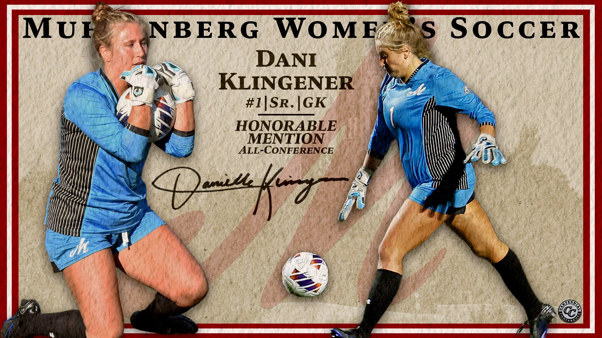 A graphic showing two cutouts of a soccer goalie in a light blue uniform against a light textured background
