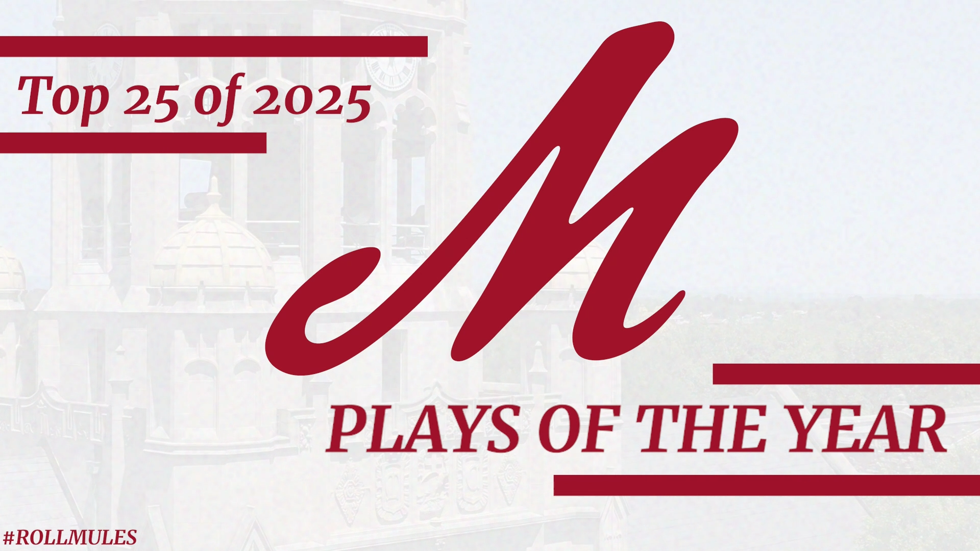 a graphic with a script M in the middle and the text Top 25 of 2025 in the top left and PLAYS OF THE YEAR in the bottom right, all against a light background.