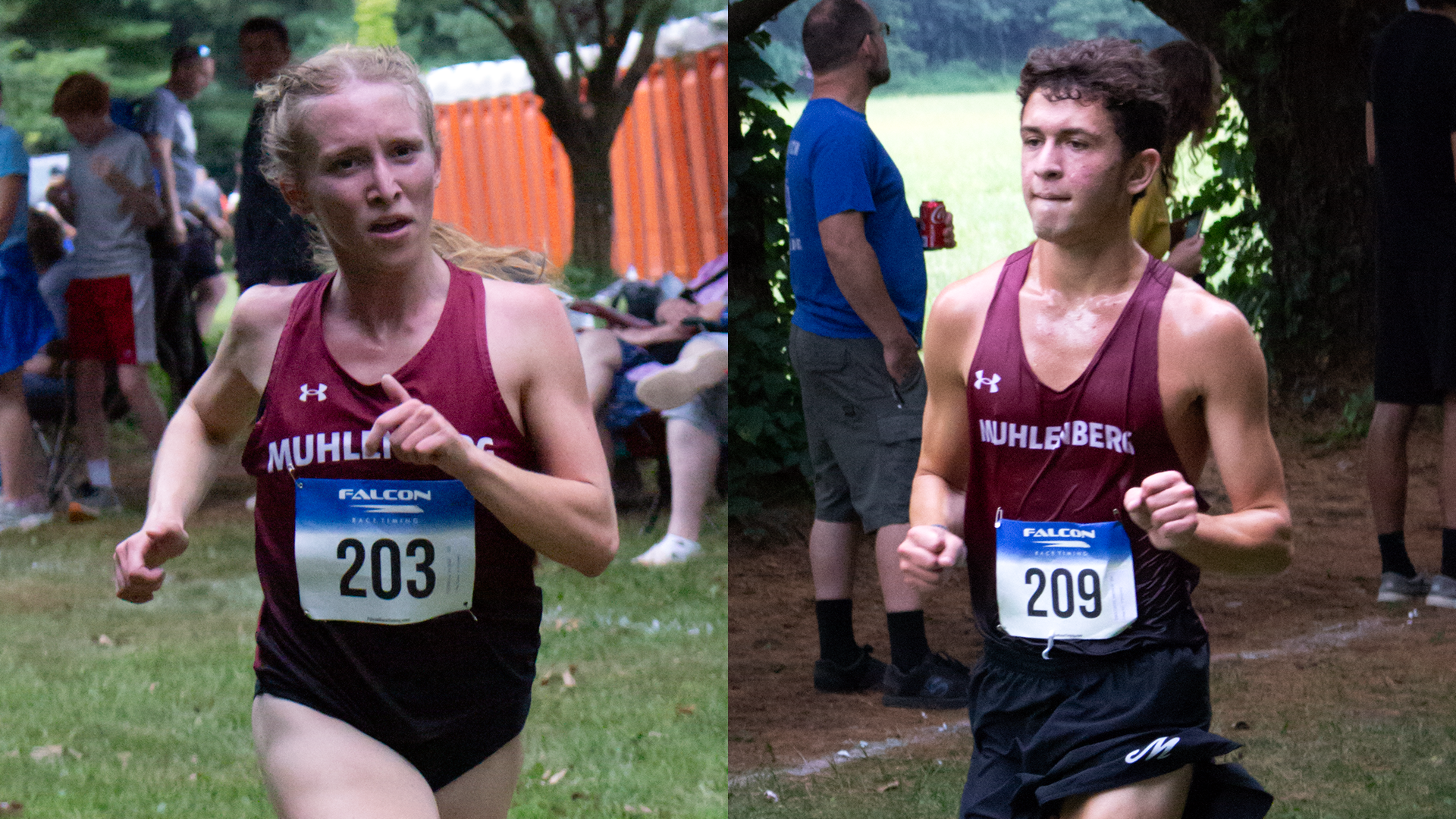 cross country runners in red uniforms