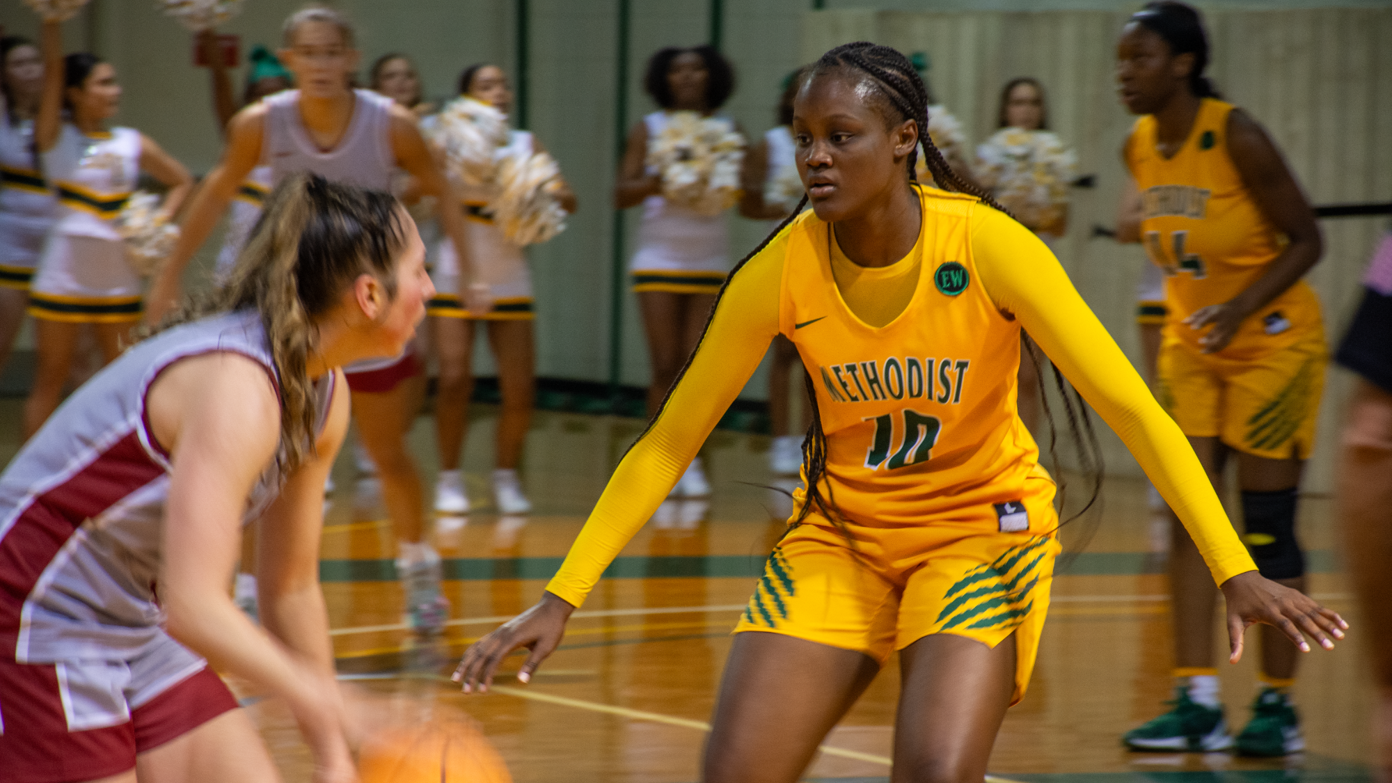 Korin Gladden playing defense versus Southern Virginia