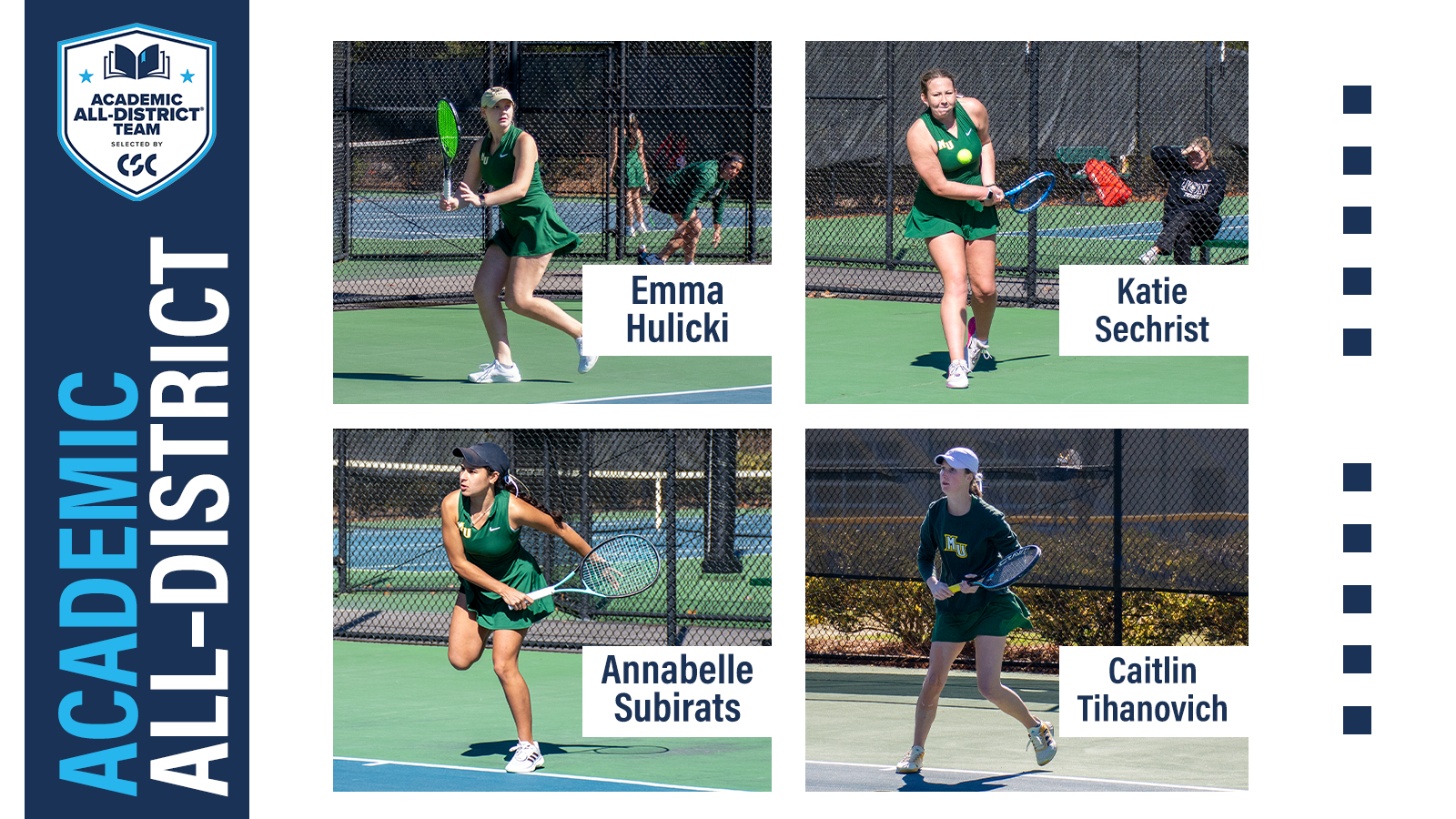 Women's Tennis Academic All-District 2025