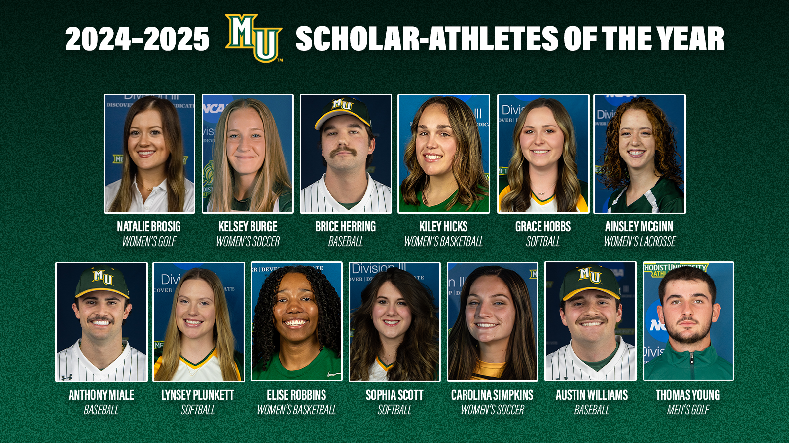2024-2025 MU Scholar Athletes of the Year