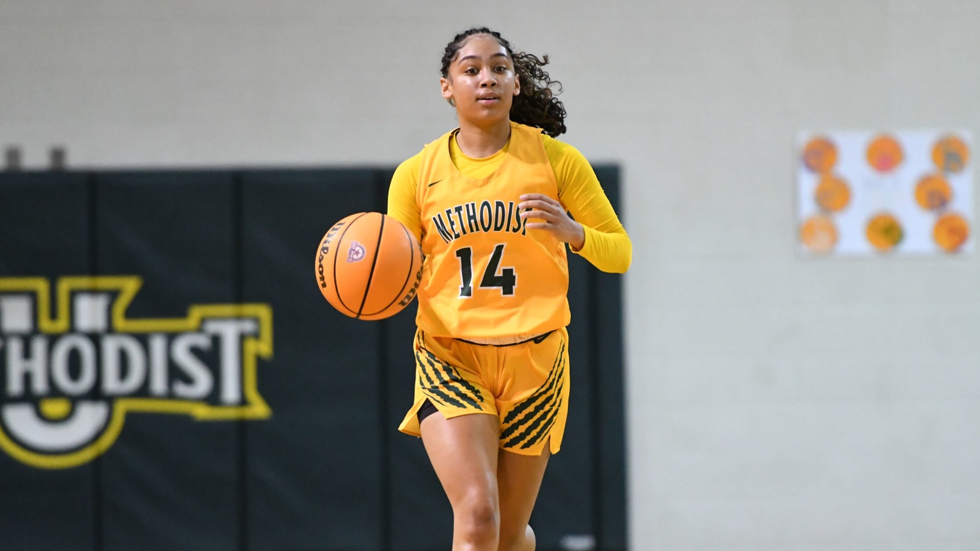 Giavonna Dunlap bringing the ball up against Greensboro at home 