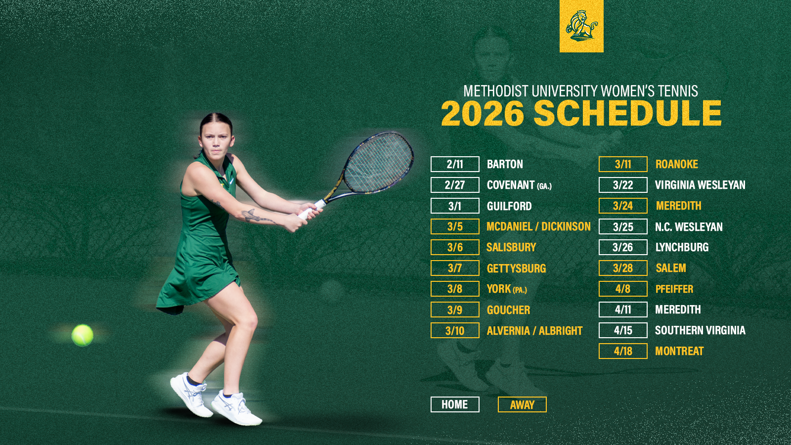 Women's tennis schedule 2026
