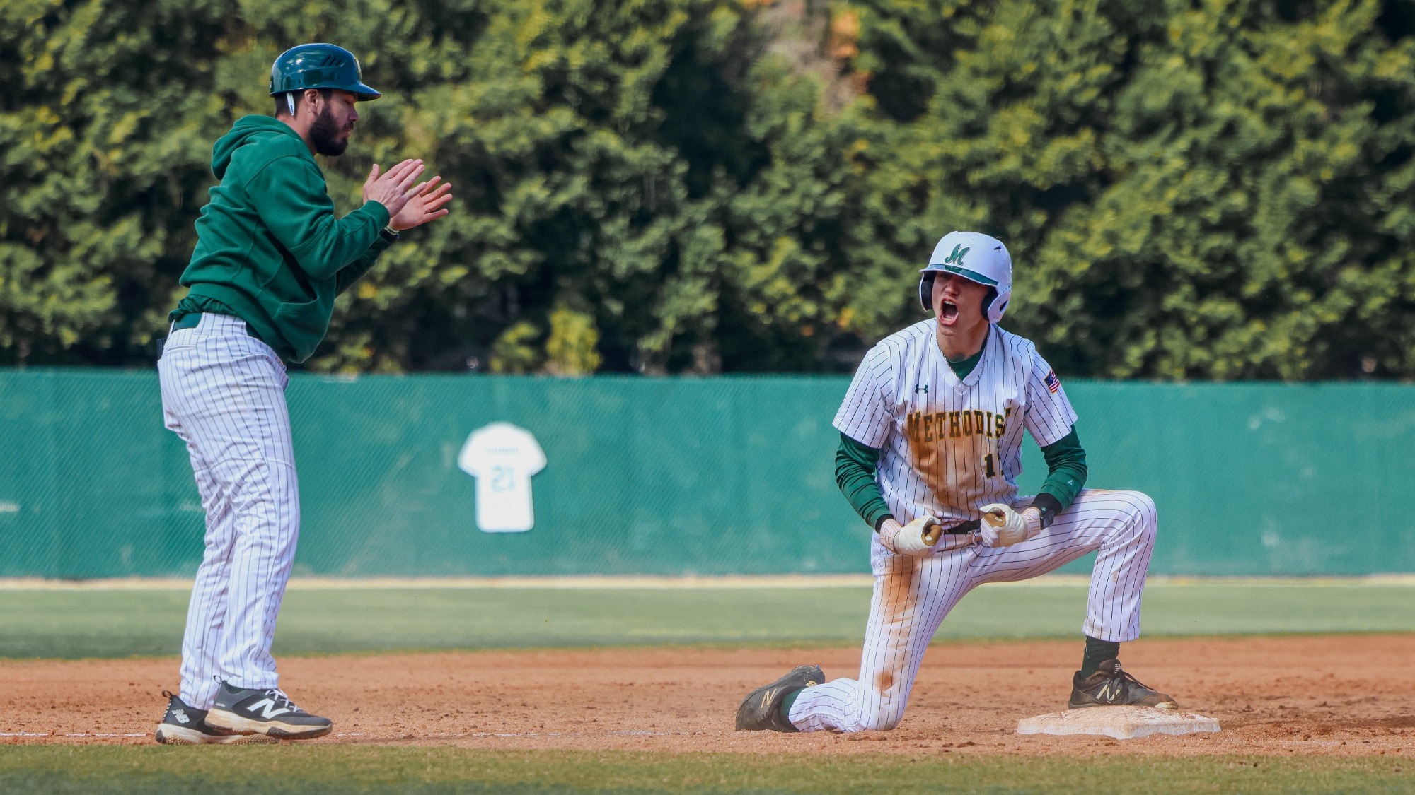 Austin Rinzel celebrates triple