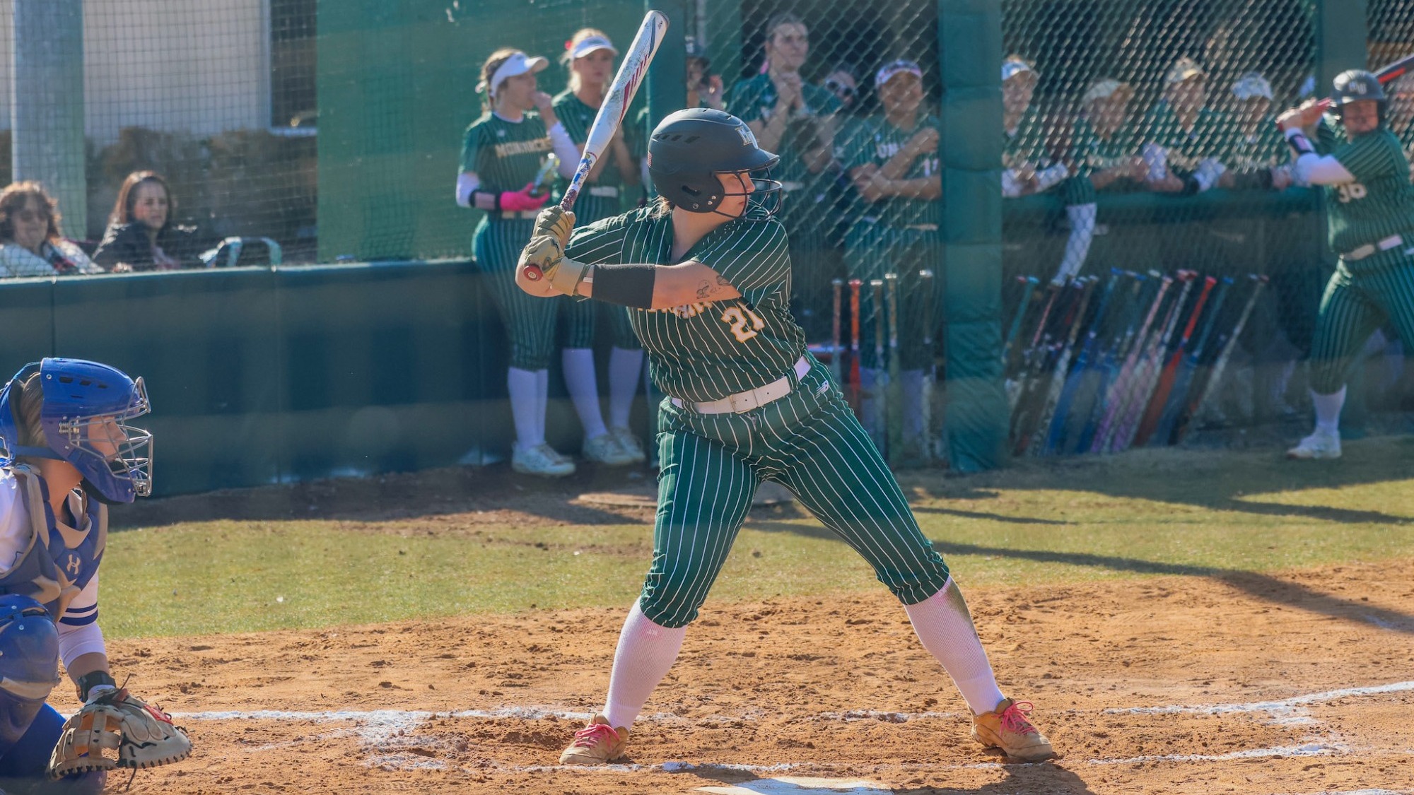 Bailey Bettencourt at the plate batting against CNU in the season opener