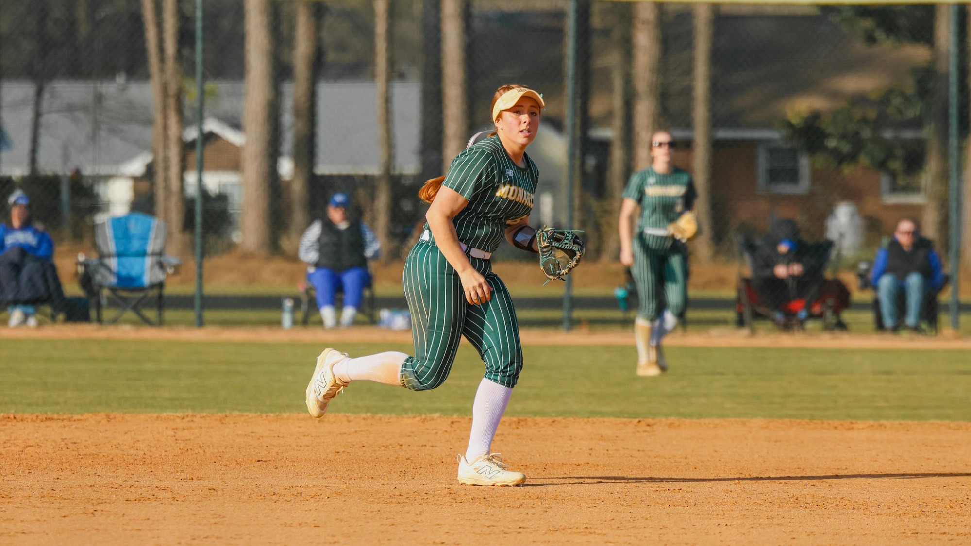 Haley Downes fielding the ball at home