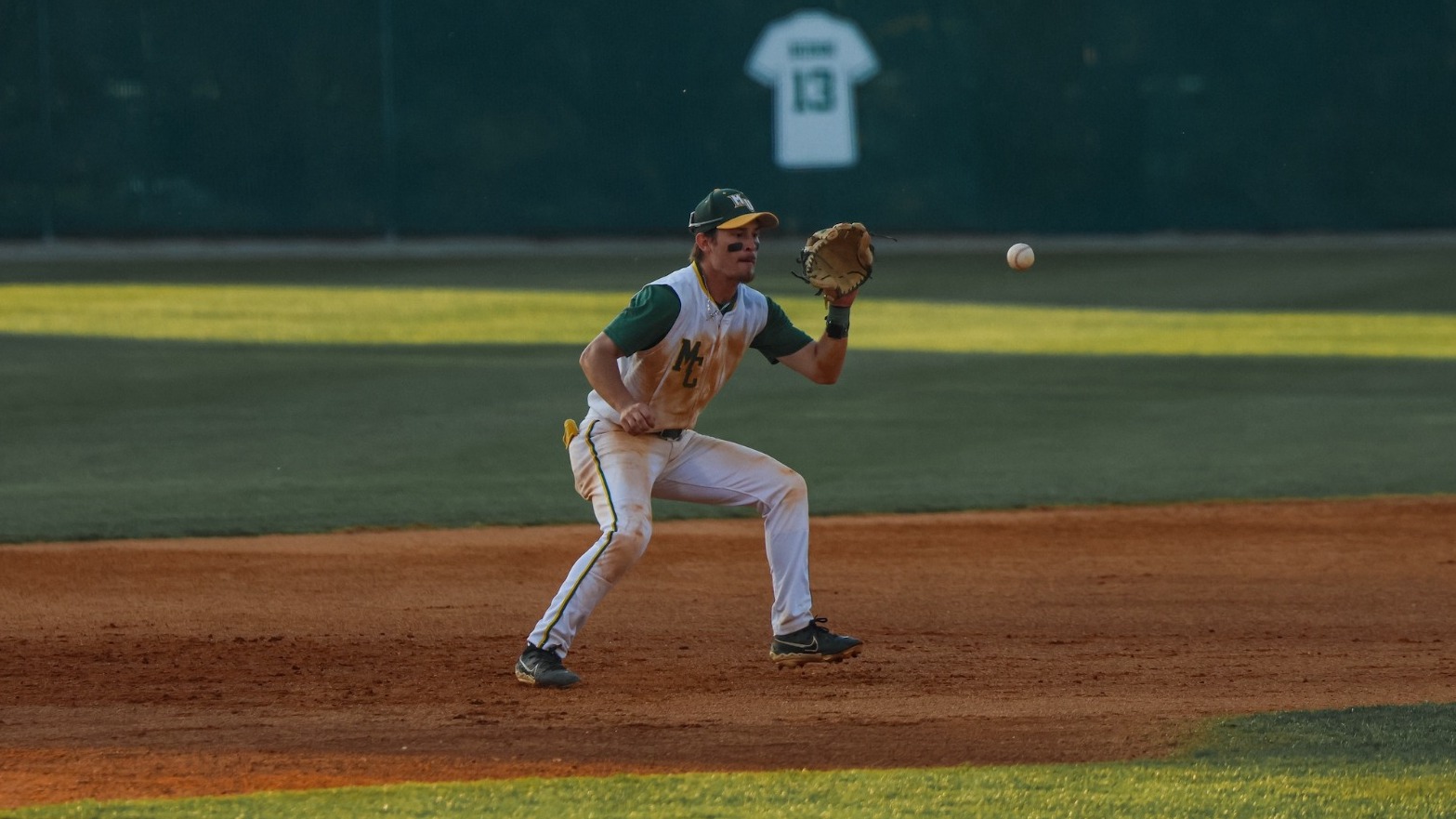 Ethan Golemo ready to catch the ball at third