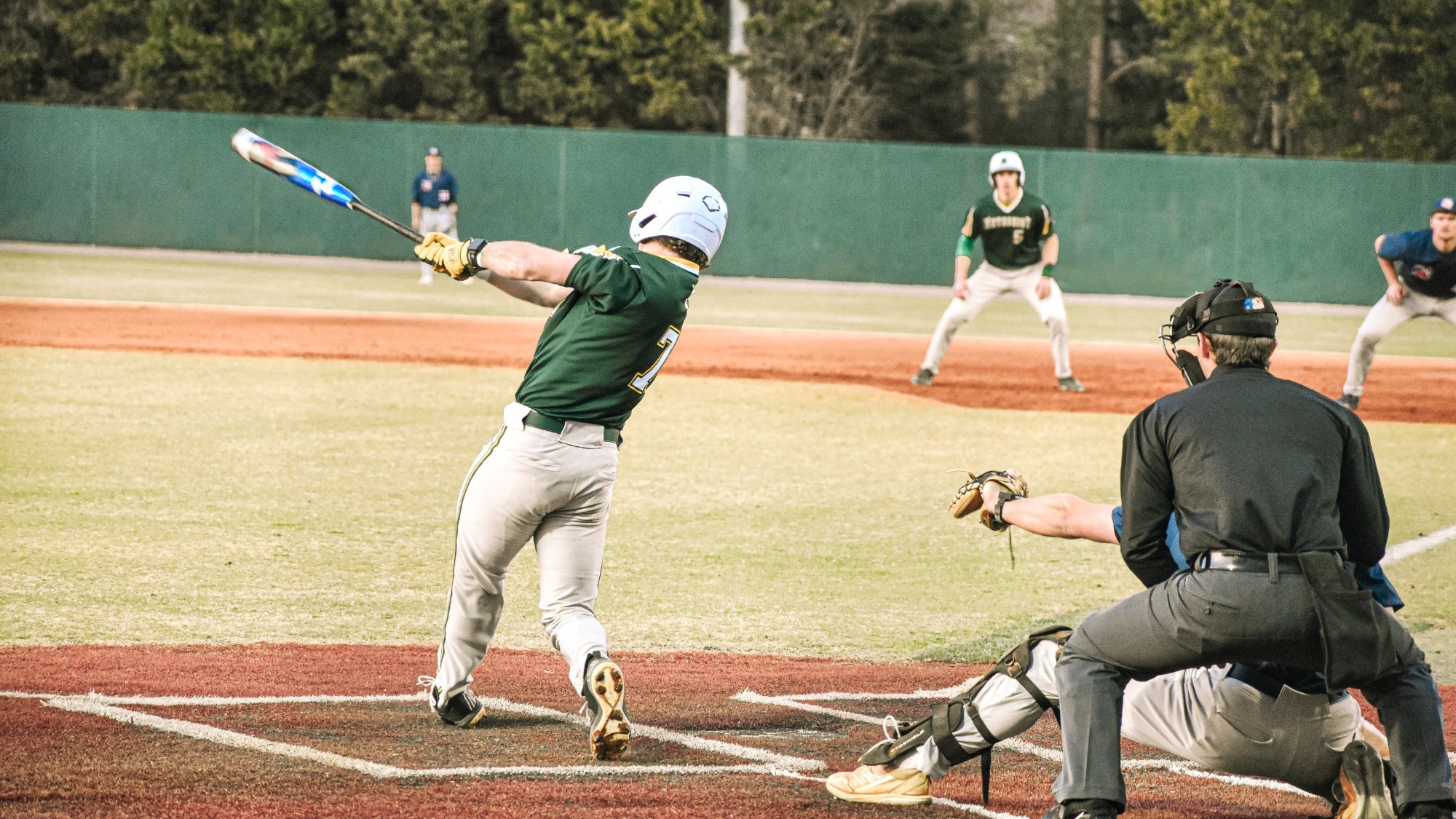 Keegan Megaro swinging the bat in scrimmage